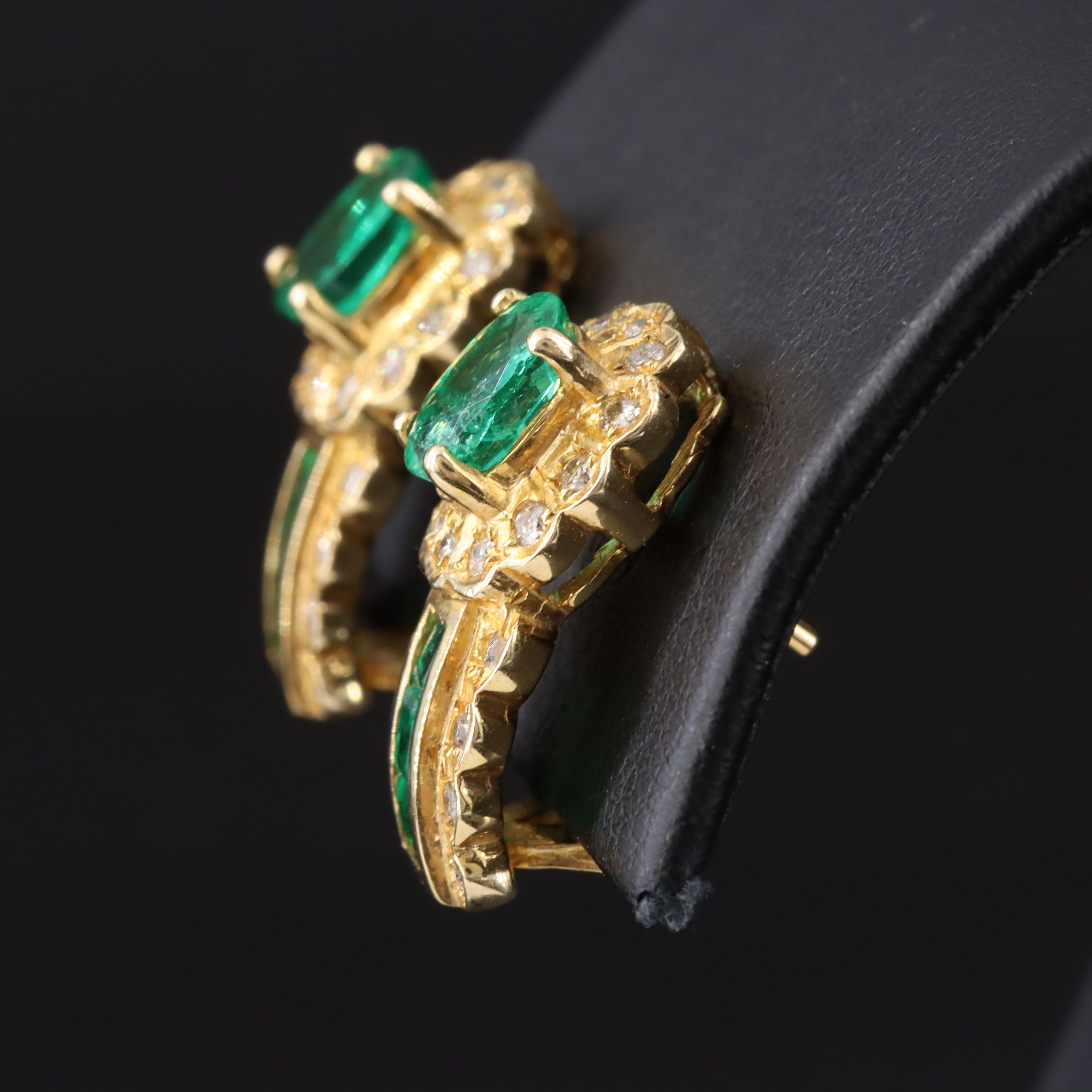 14K Emerald and 0.50 CTW Diamond Earrings