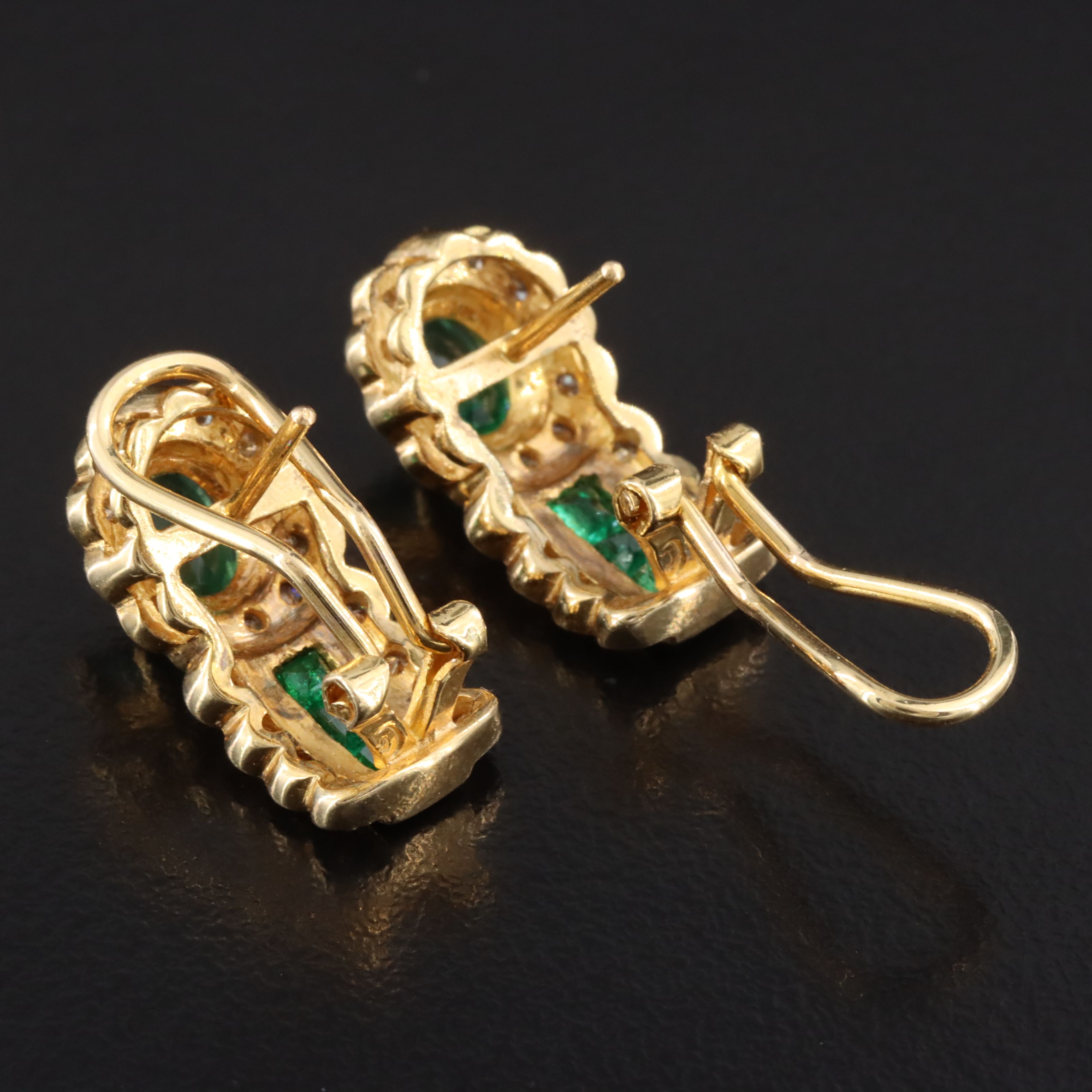 14K Emerald and 0.50 CTW Diamond Earrings