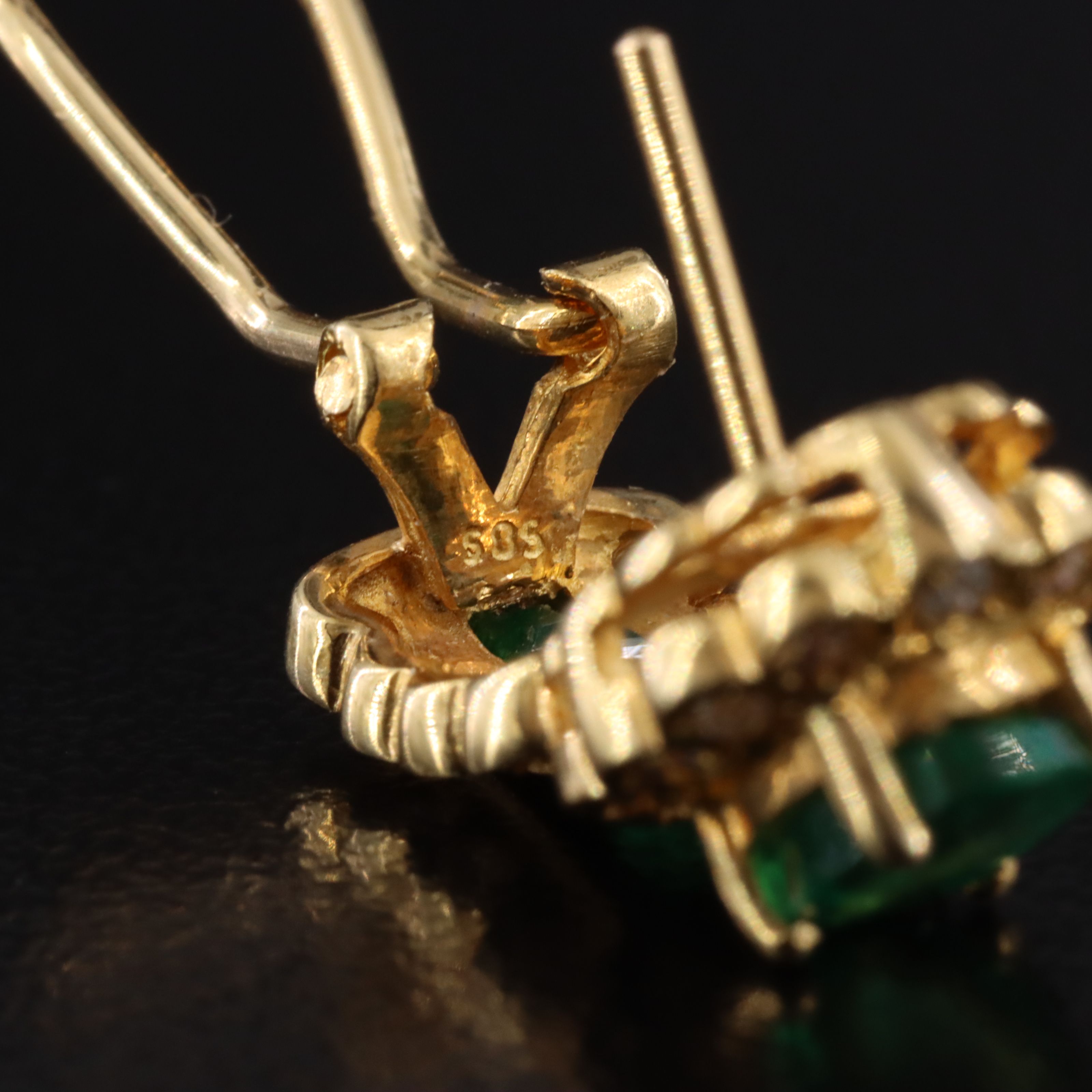 14K Emerald and 0.50 CTW Diamond Earrings