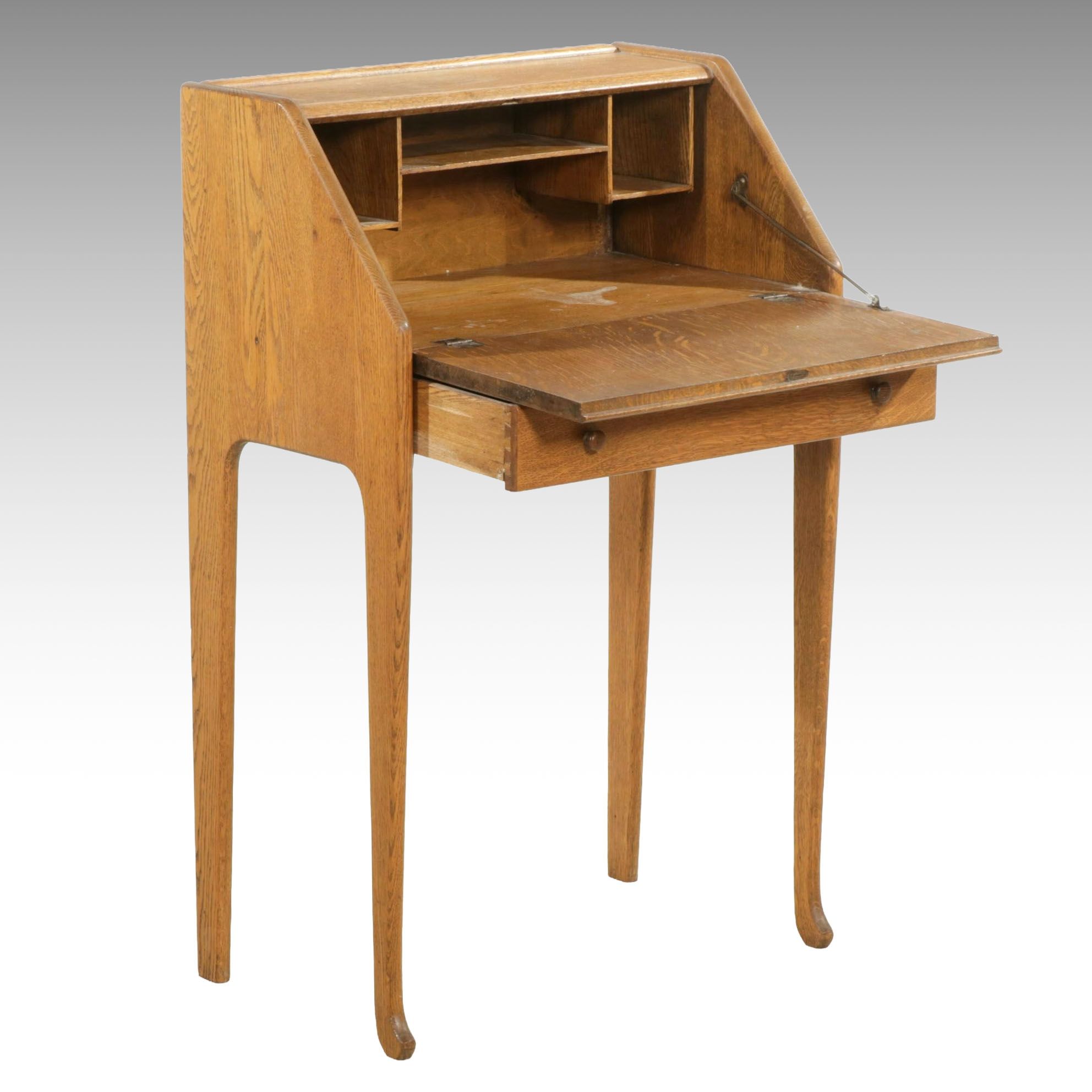 Oak Fall-Front Writing Desk, Early 20th Century