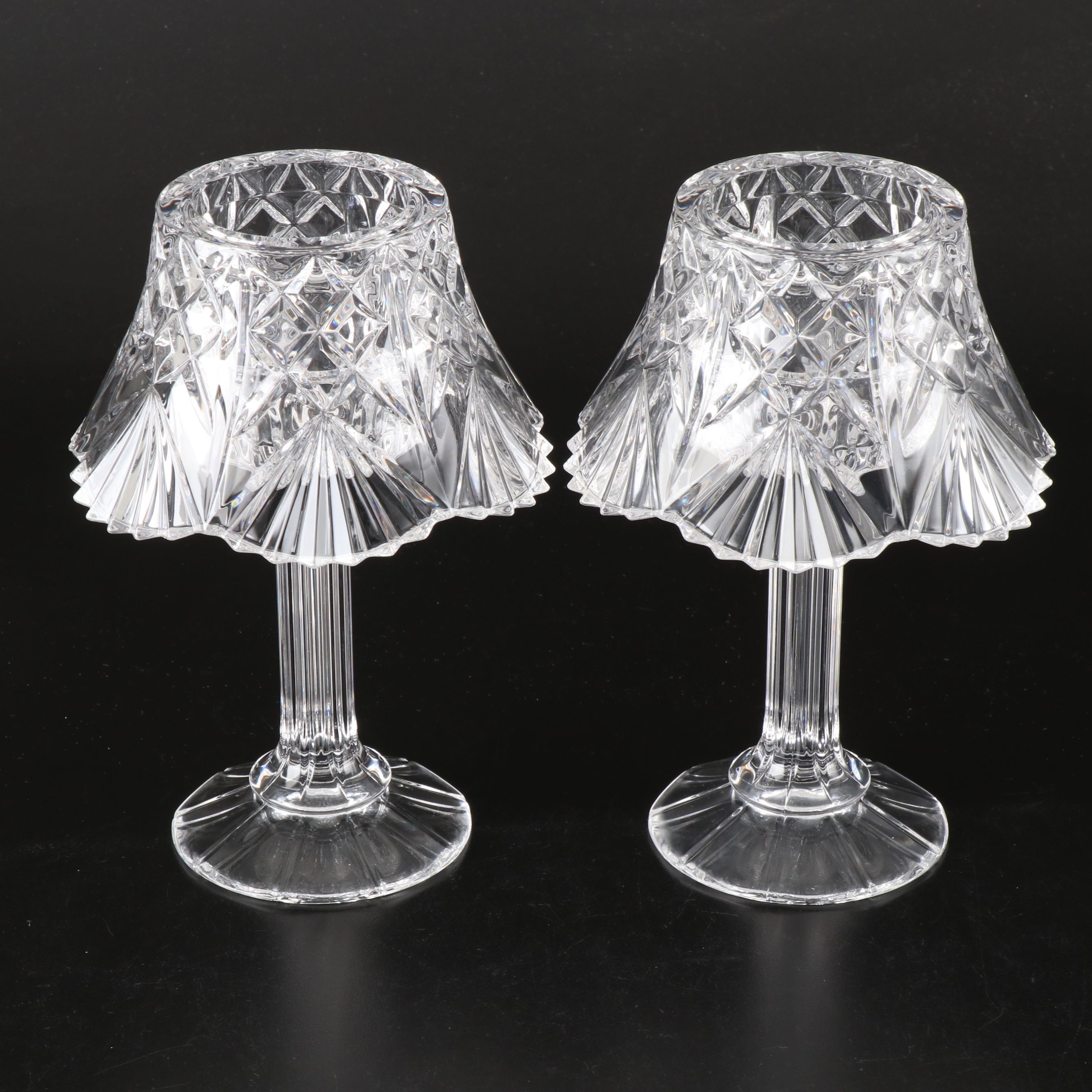 Block "Tulip Garden" Crystal Vases with Other Crystal Candlestick and Bowl