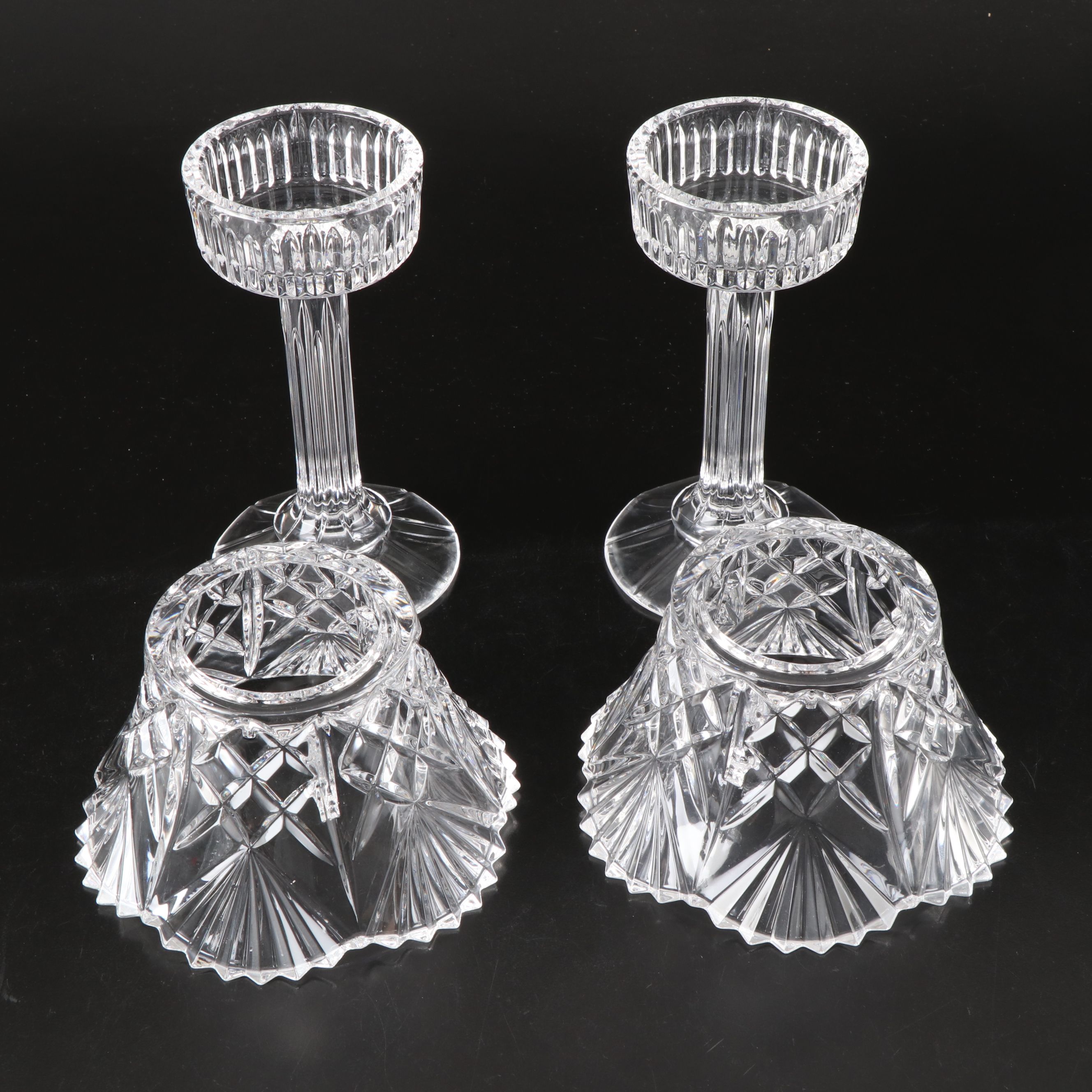Block "Tulip Garden" Crystal Vases with Other Crystal Candlestick and Bowl