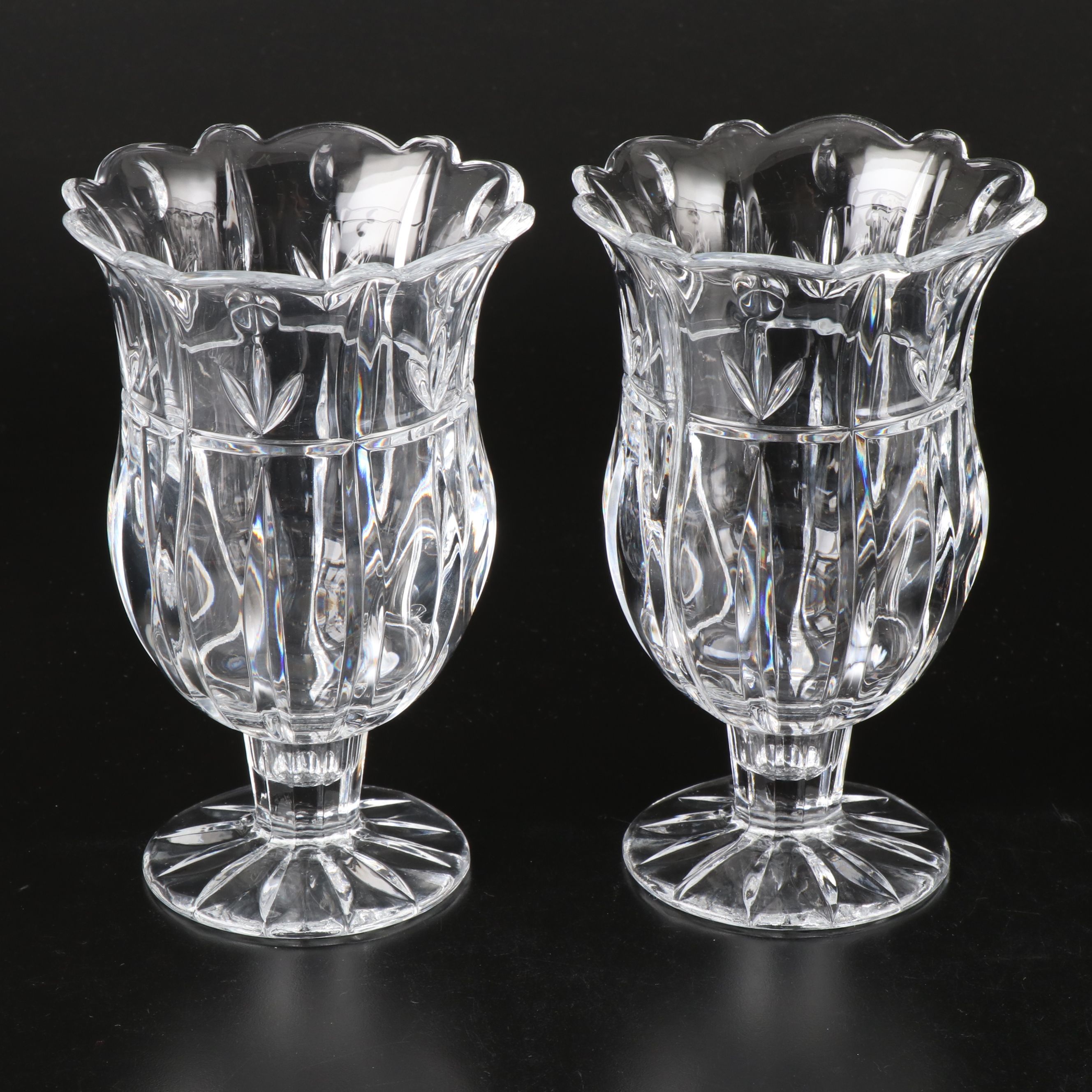 Block "Tulip Garden" Crystal Vases with Other Crystal Candlestick and Bowl