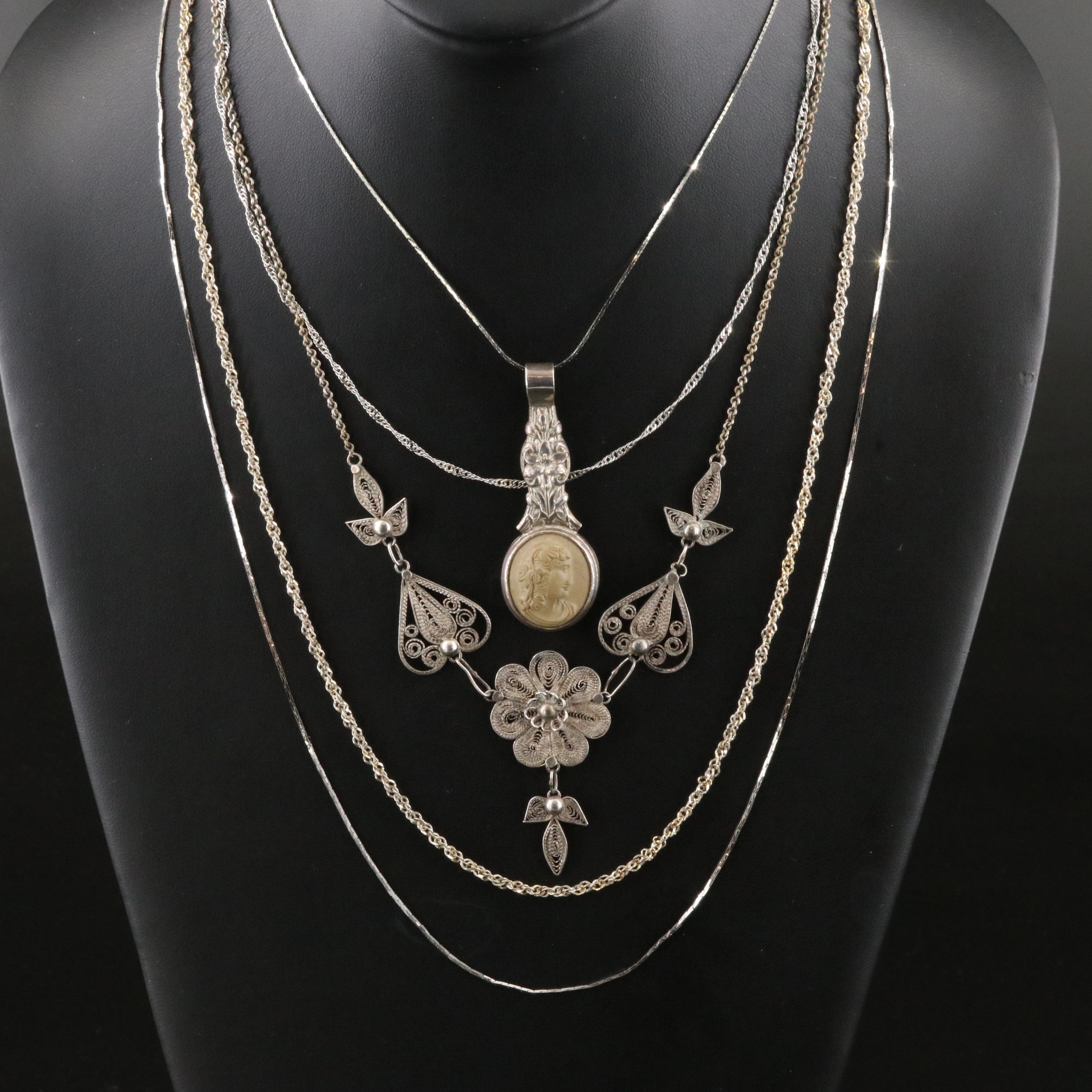 Sterling Necklace Collection Featuring Lava Cameo