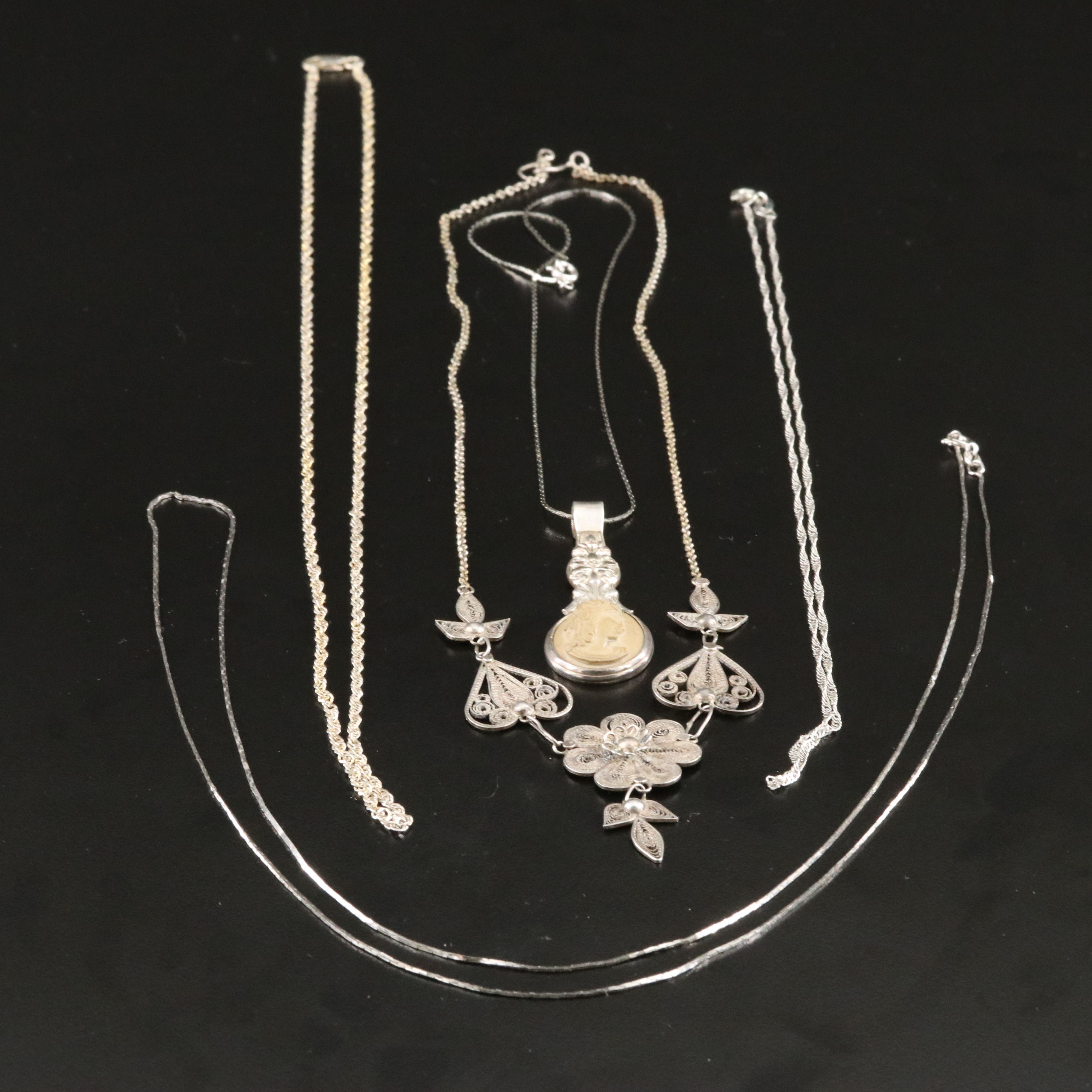Sterling Necklace Collection Featuring Lava Cameo