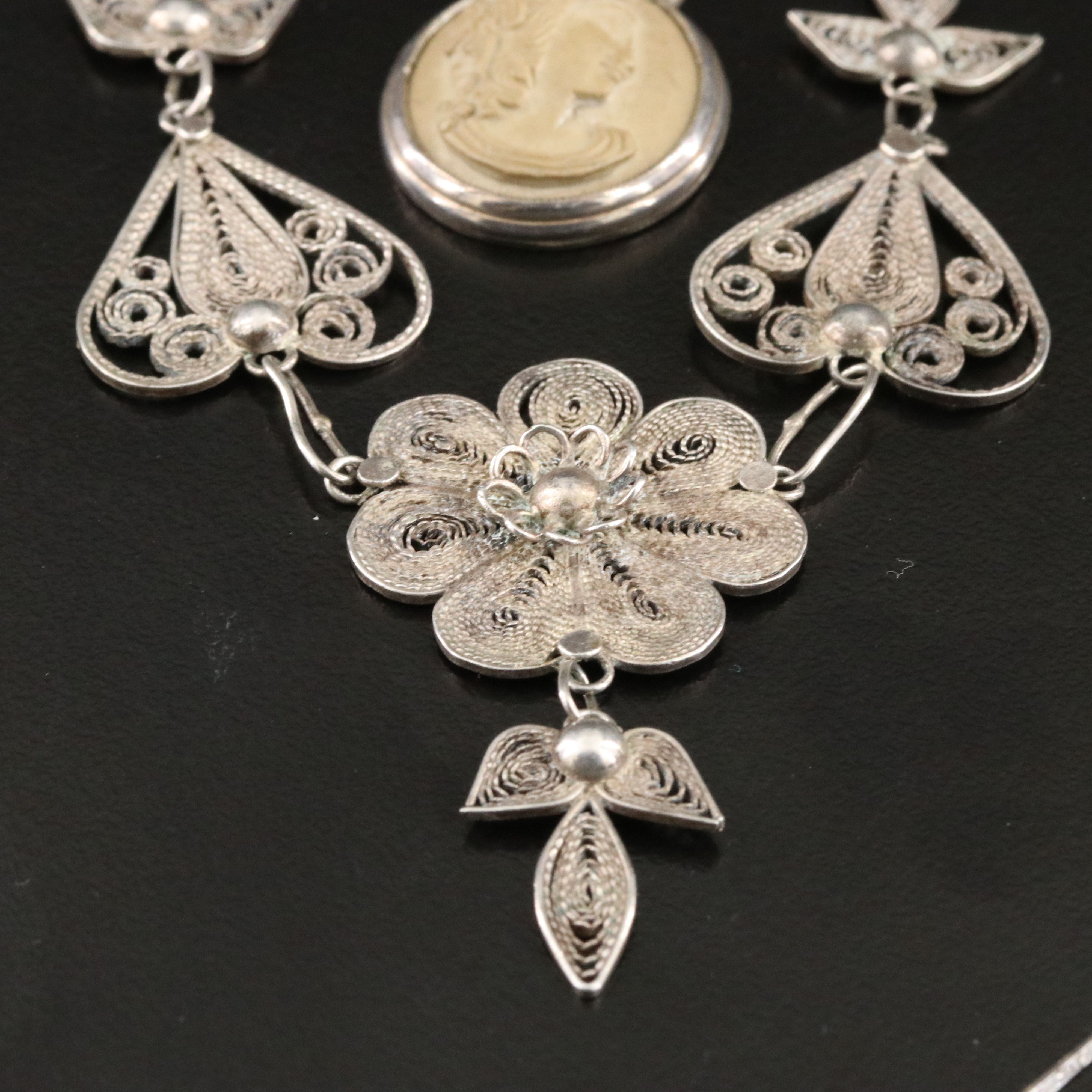 Sterling Necklace Collection Featuring Lava Cameo