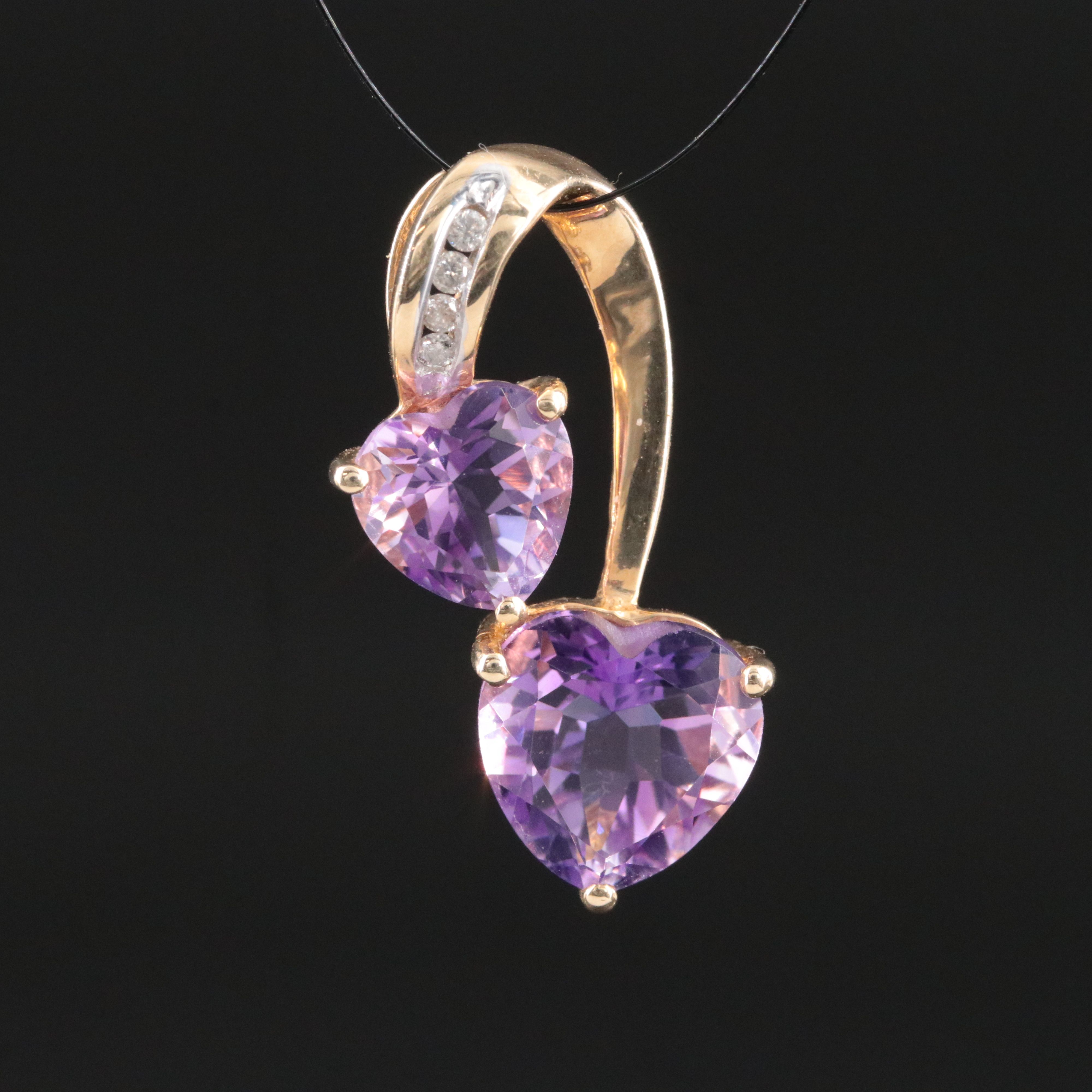 14K Amethyst and Diamond Pendant