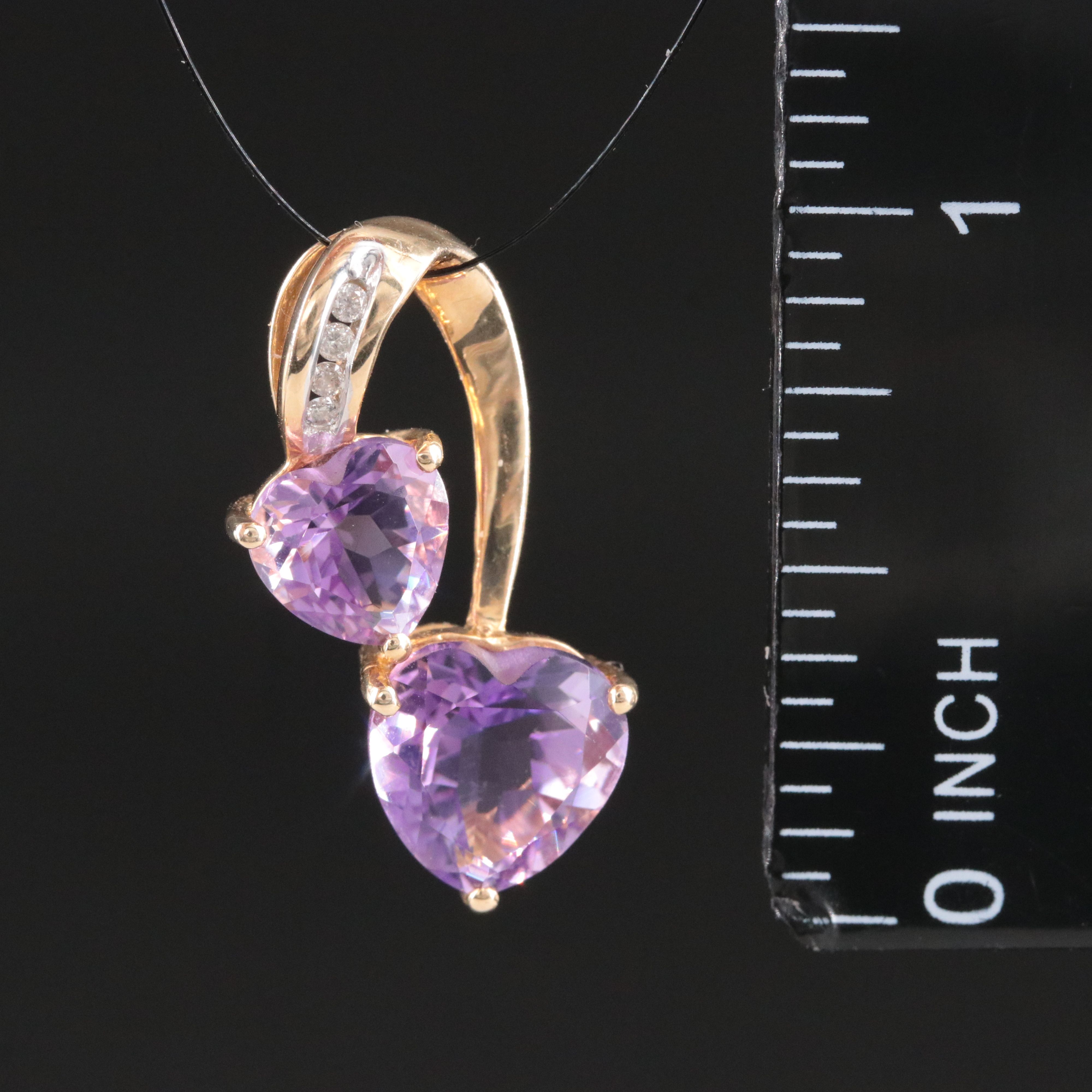 14K Amethyst and Diamond Pendant