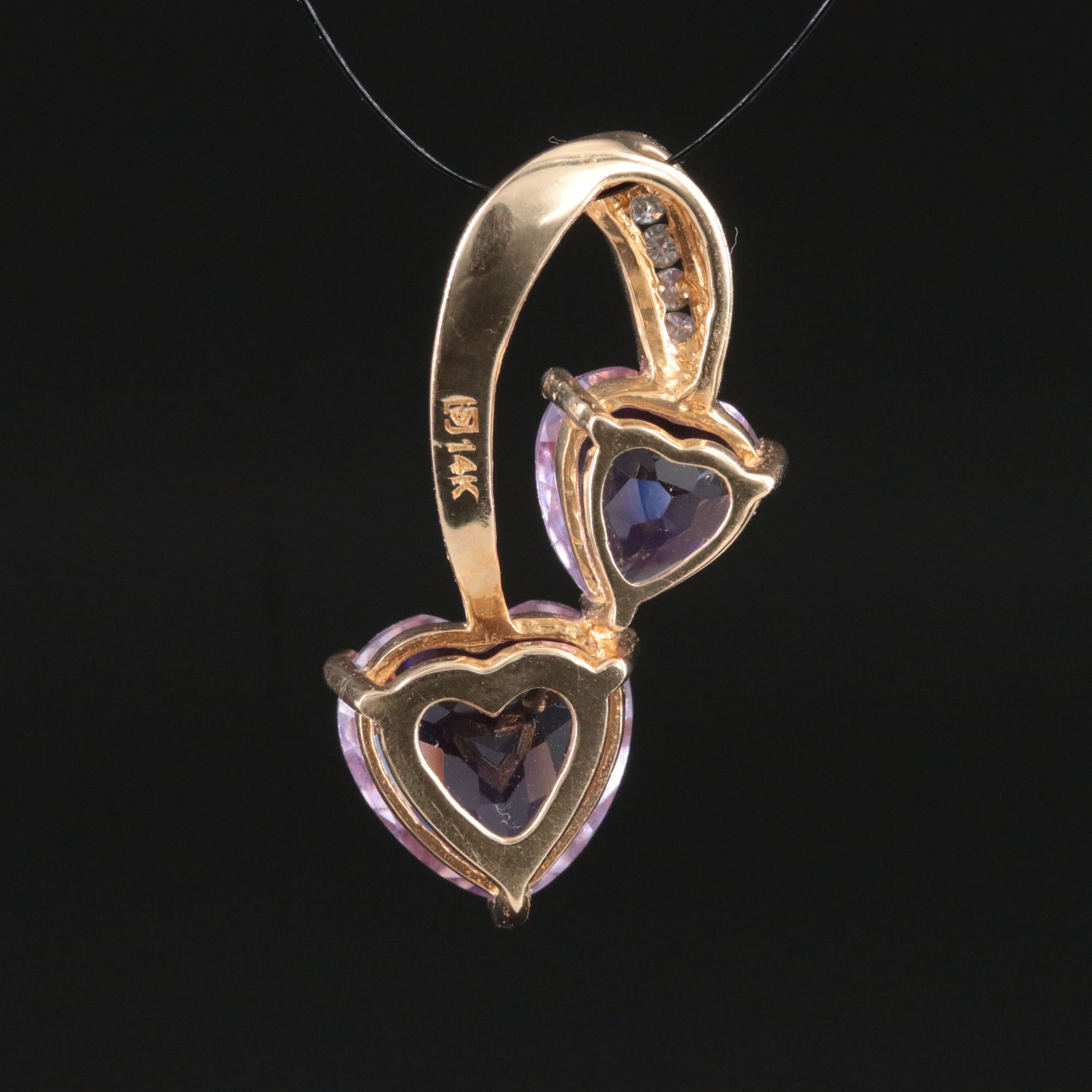 14K Amethyst and Diamond Pendant