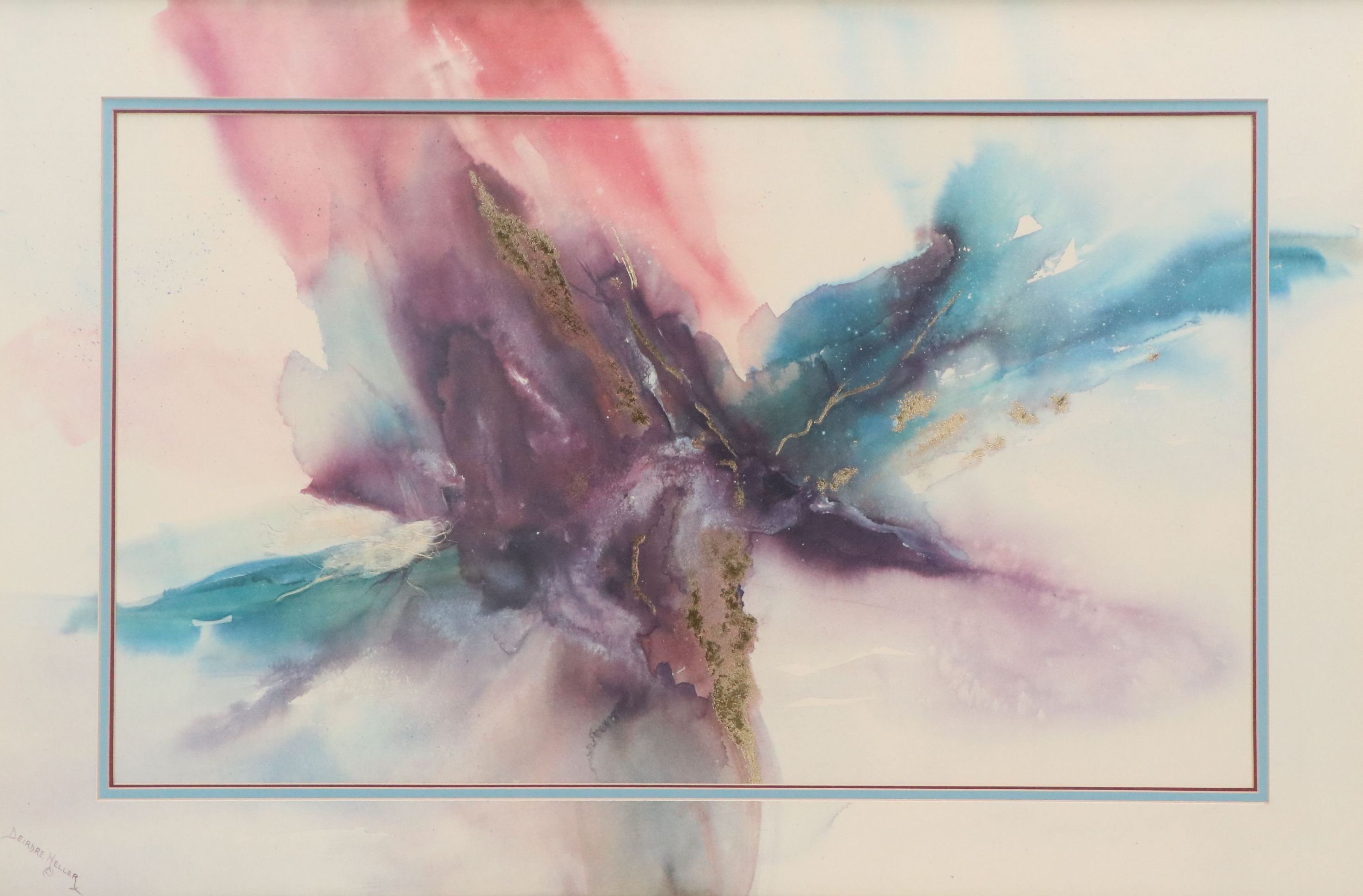 Abstract Offset Lithograph with Gold Embellishments After Deirdre Heller