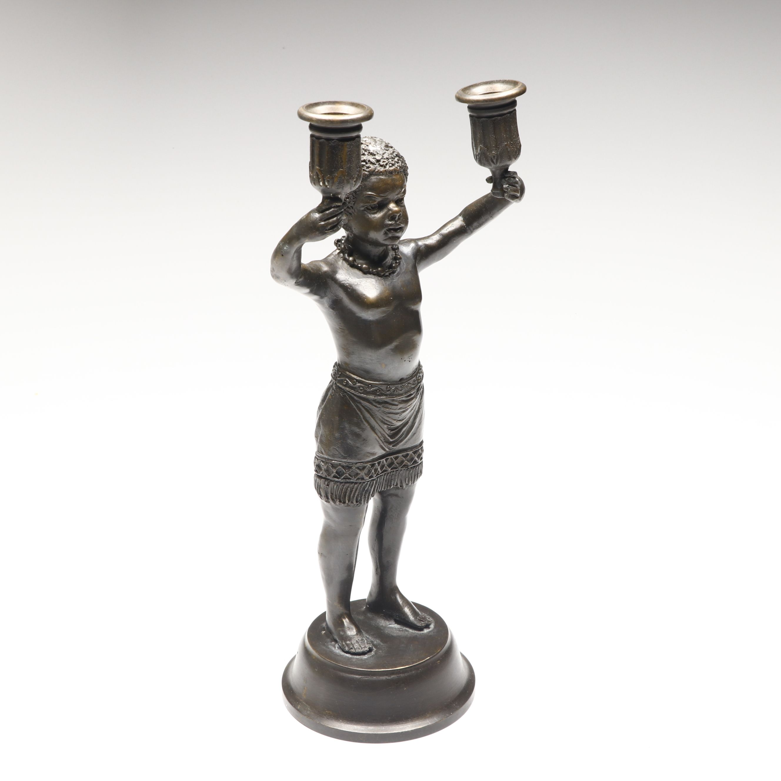 Bronze Finish Figural Candle Holder