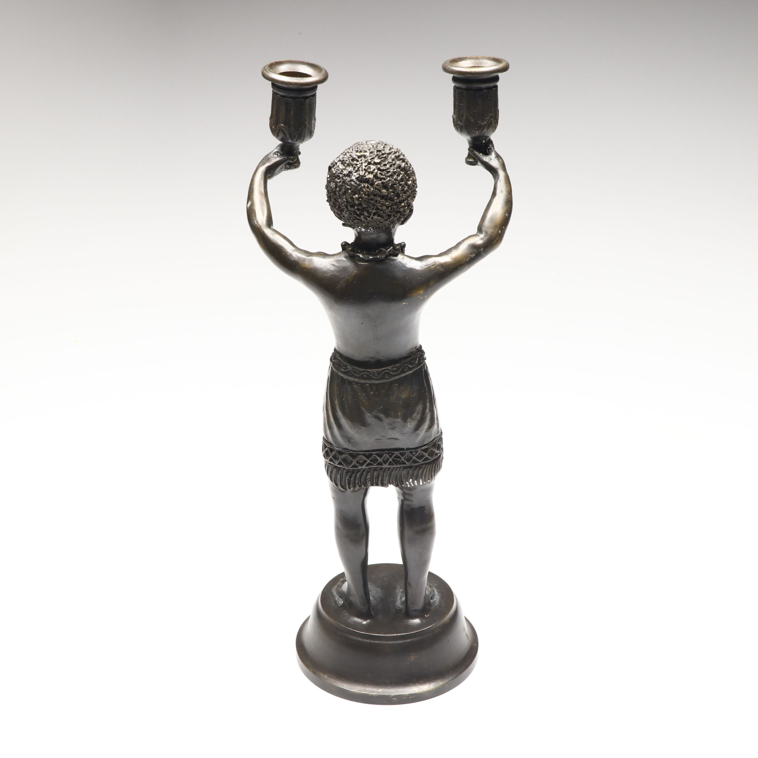 Bronze Finish Figural Candle Holder