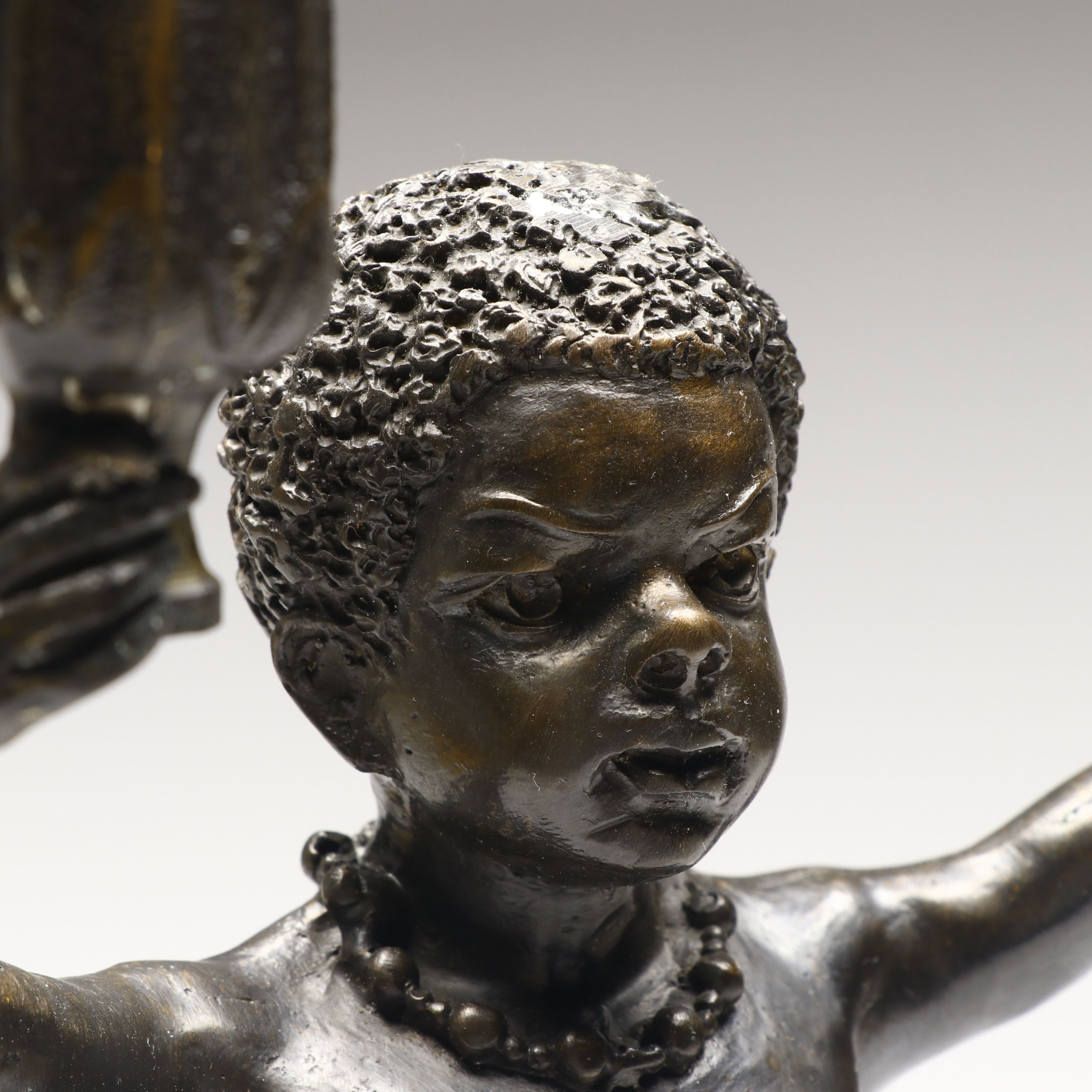 Bronze Finish Figural Candle Holder