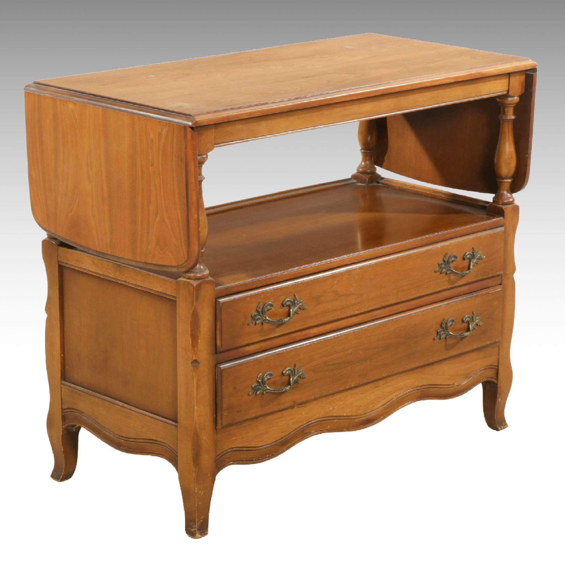 Drexel French Provincial Style Walnut Drop-Oeafn  Server, Late 20th Century