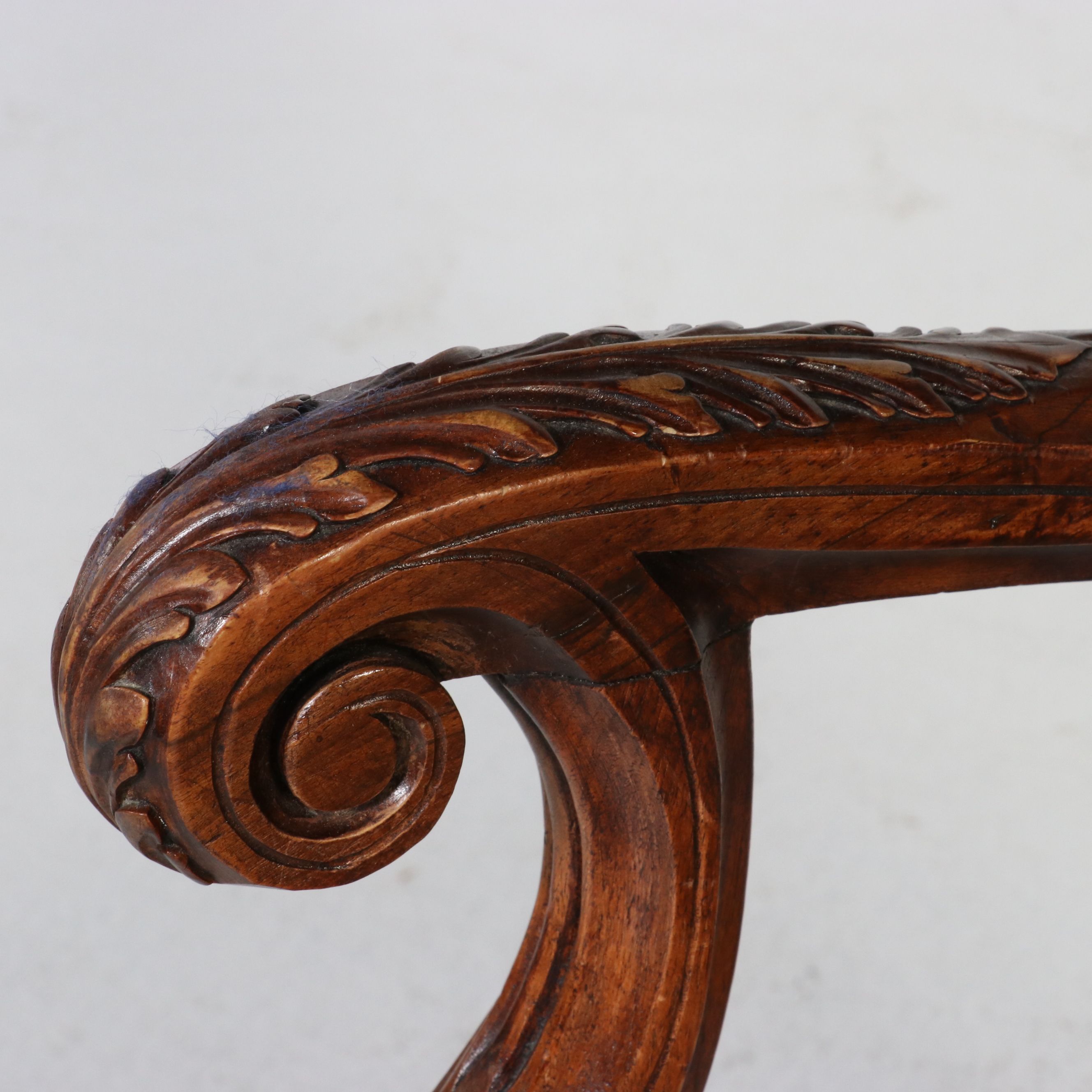 Pair of Louis XIV Style Carved Walnut Os de Mouton Armchairs, 20th Century