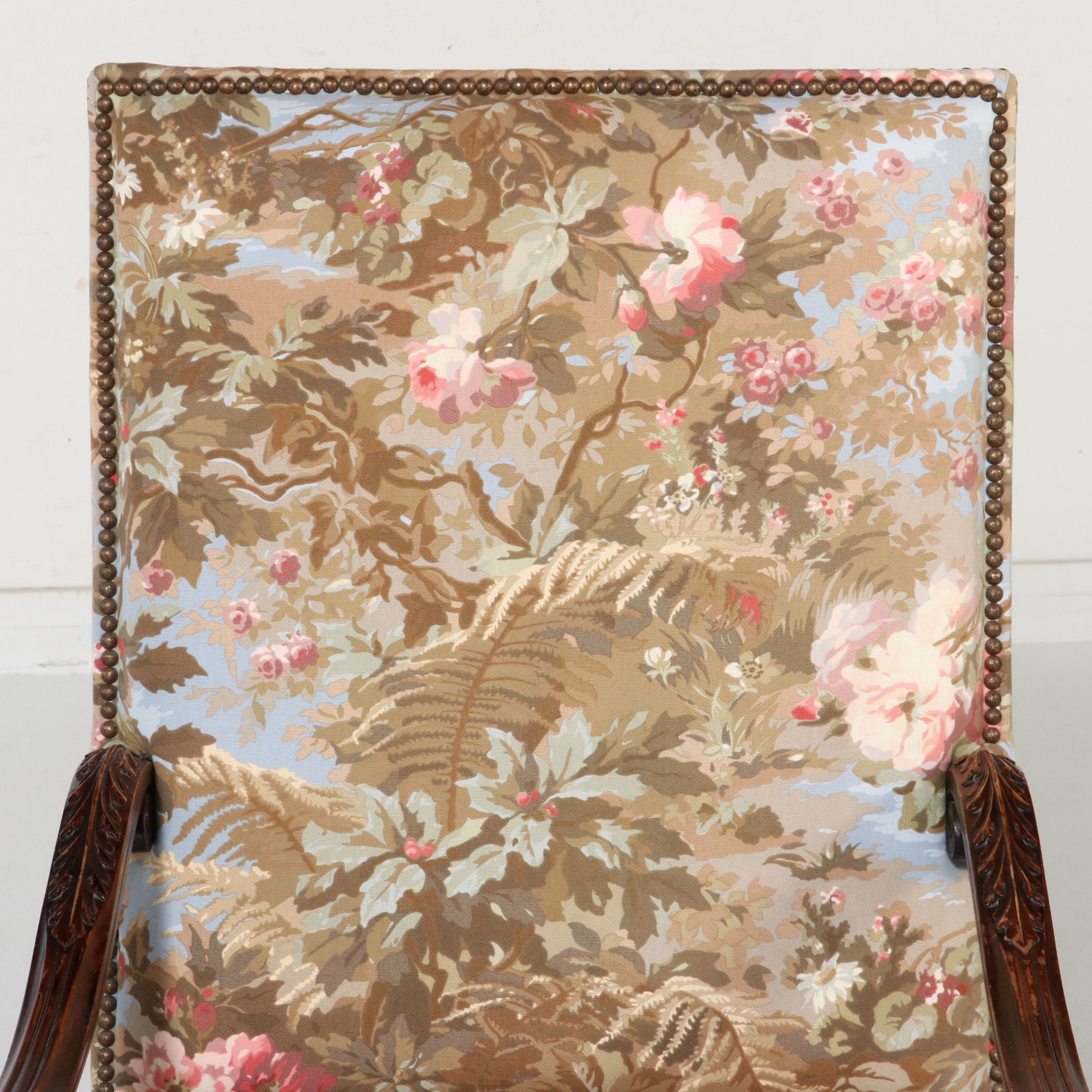 Pair of Louis XIV Style Carved Walnut Os de Mouton Armchairs, 20th Century