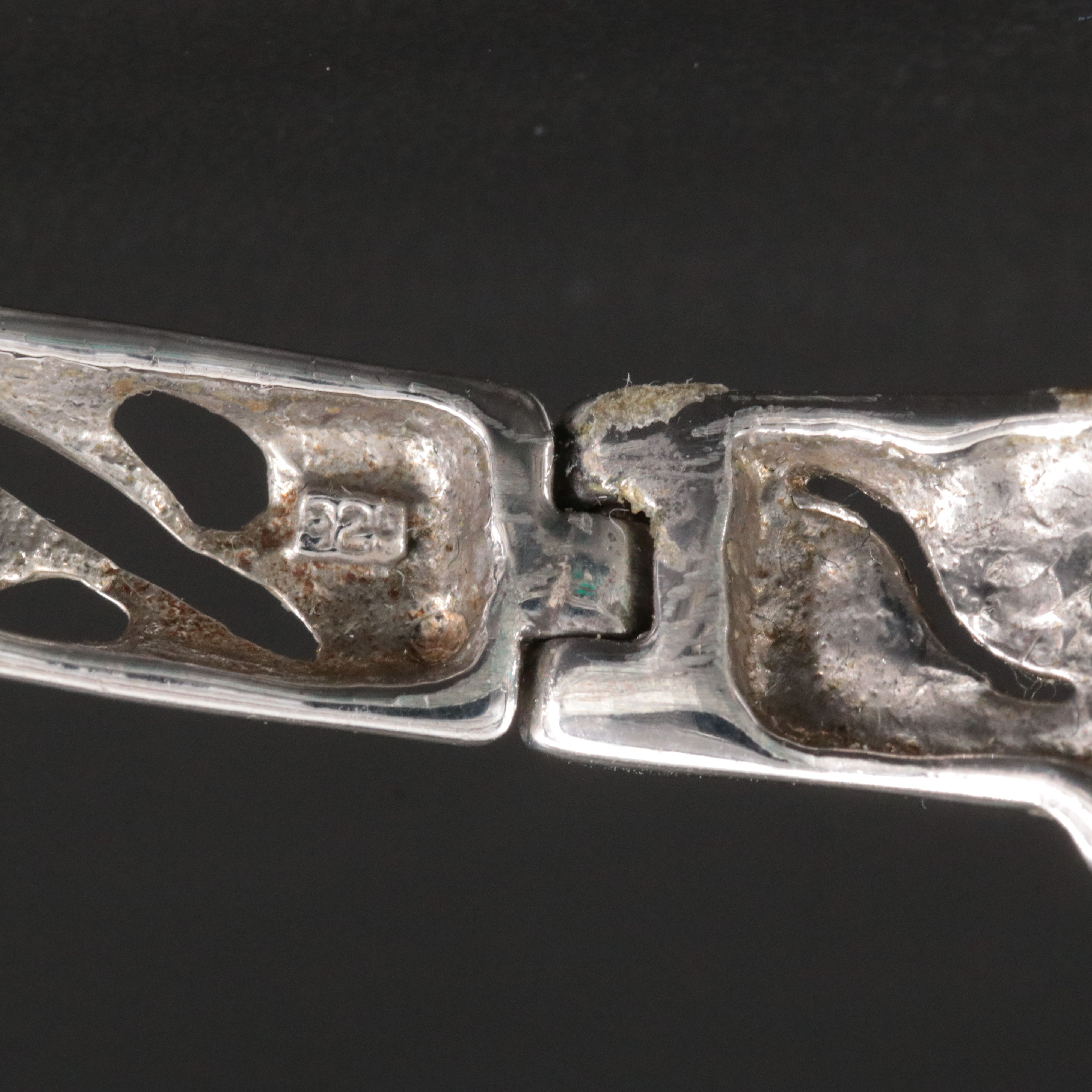 Sterling Hinged Bangle Bracelet Including Opal and Tanzanite