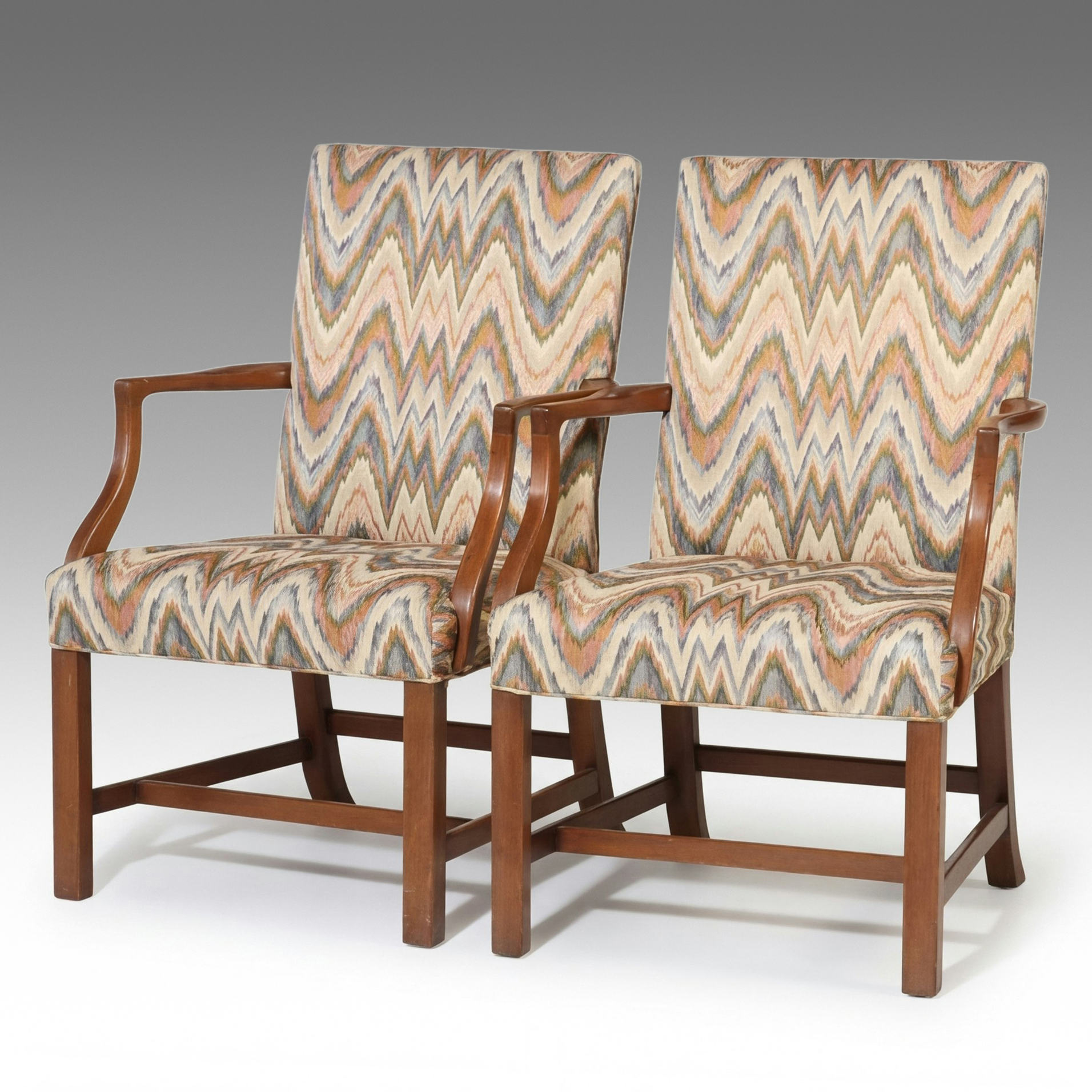 Pair of Colonial Williamsburg Reproduction Martha Washington Lolling Chairs