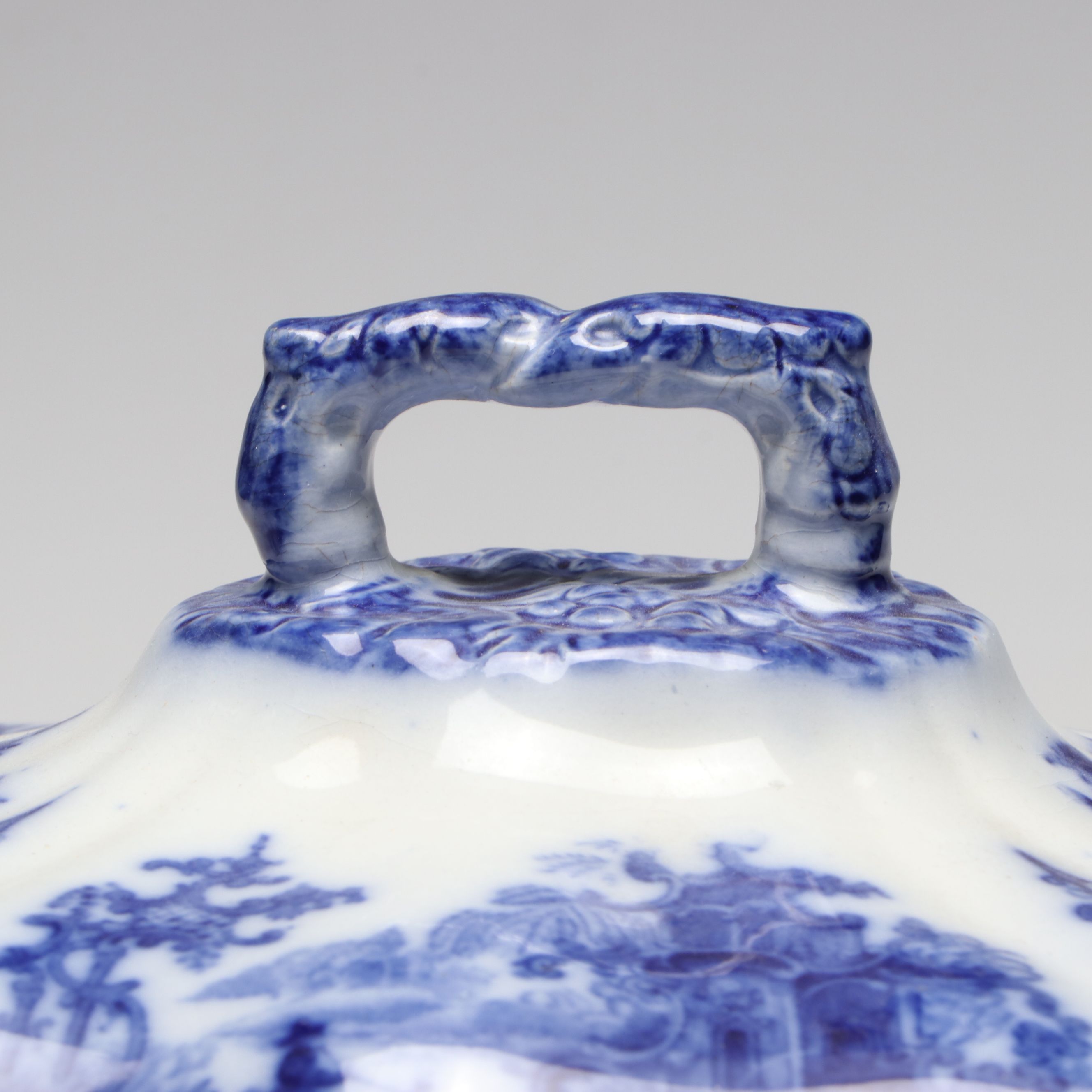 William Adams & Co. "Fairy Villas" Transferware Covered Vegetable Dish