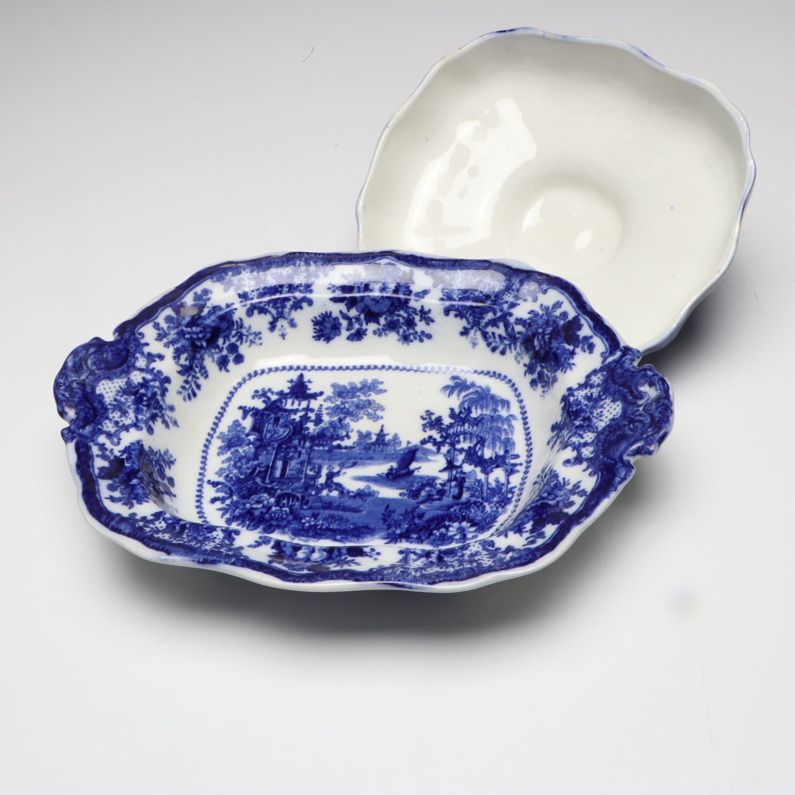 William Adams & Co. "Fairy Villas" Transferware Covered Vegetable Dish