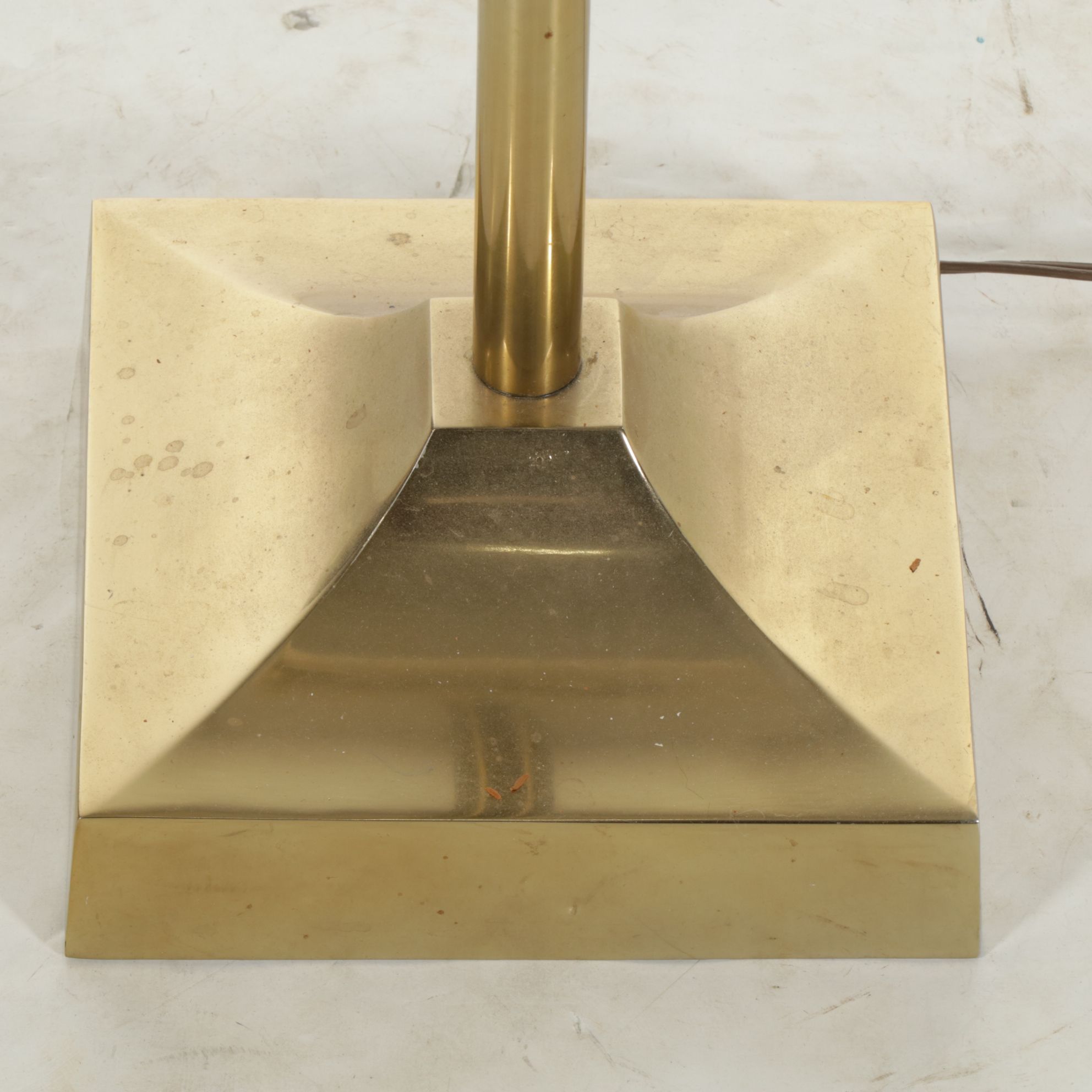 Laurel Lamp Co. Brass Deco Revival Floor Lamp with Pyramid Shade, Late 20th C