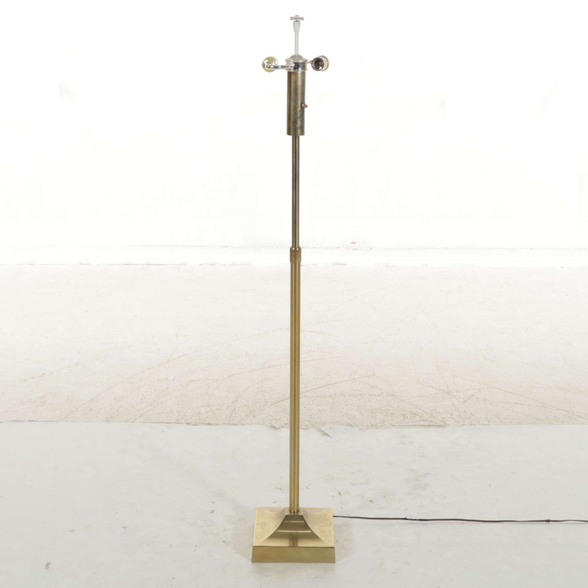 Laurel Lamp Co. Brass Deco Revival Floor Lamp with Pyramid Shade, Late 20th C