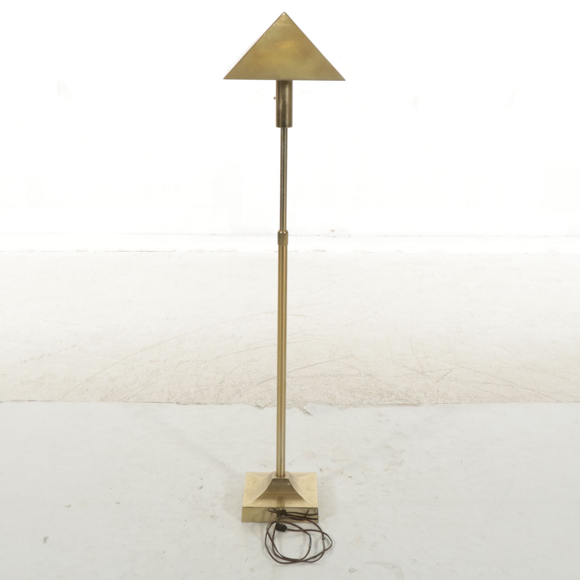 Laurel Lamp Co. Brass Deco Revival Floor Lamp with Pyramid Shade, Late 20th C