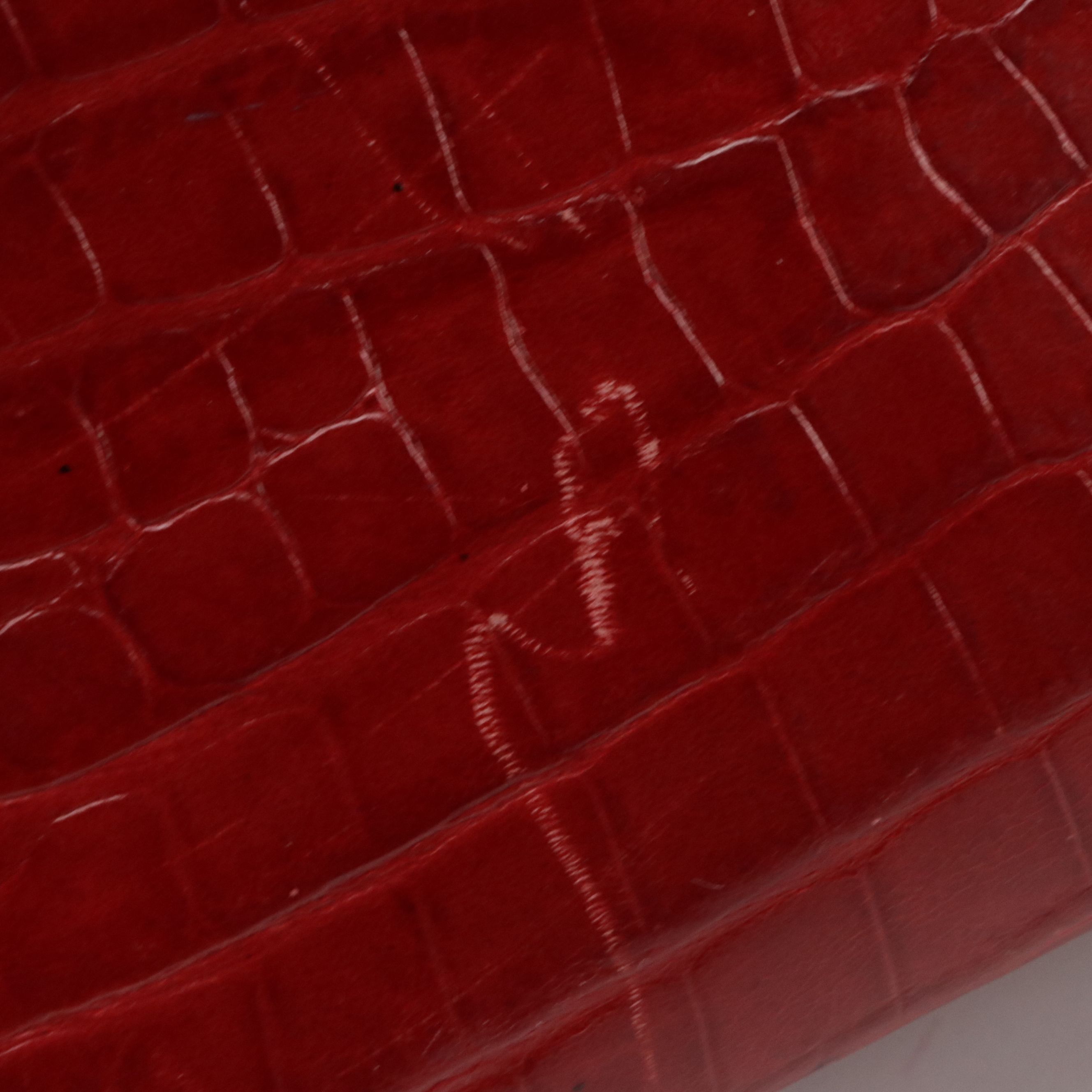 Salvatore Ferragamo Hobo Shoulder Bag in Red Crocodile Embossed Leather