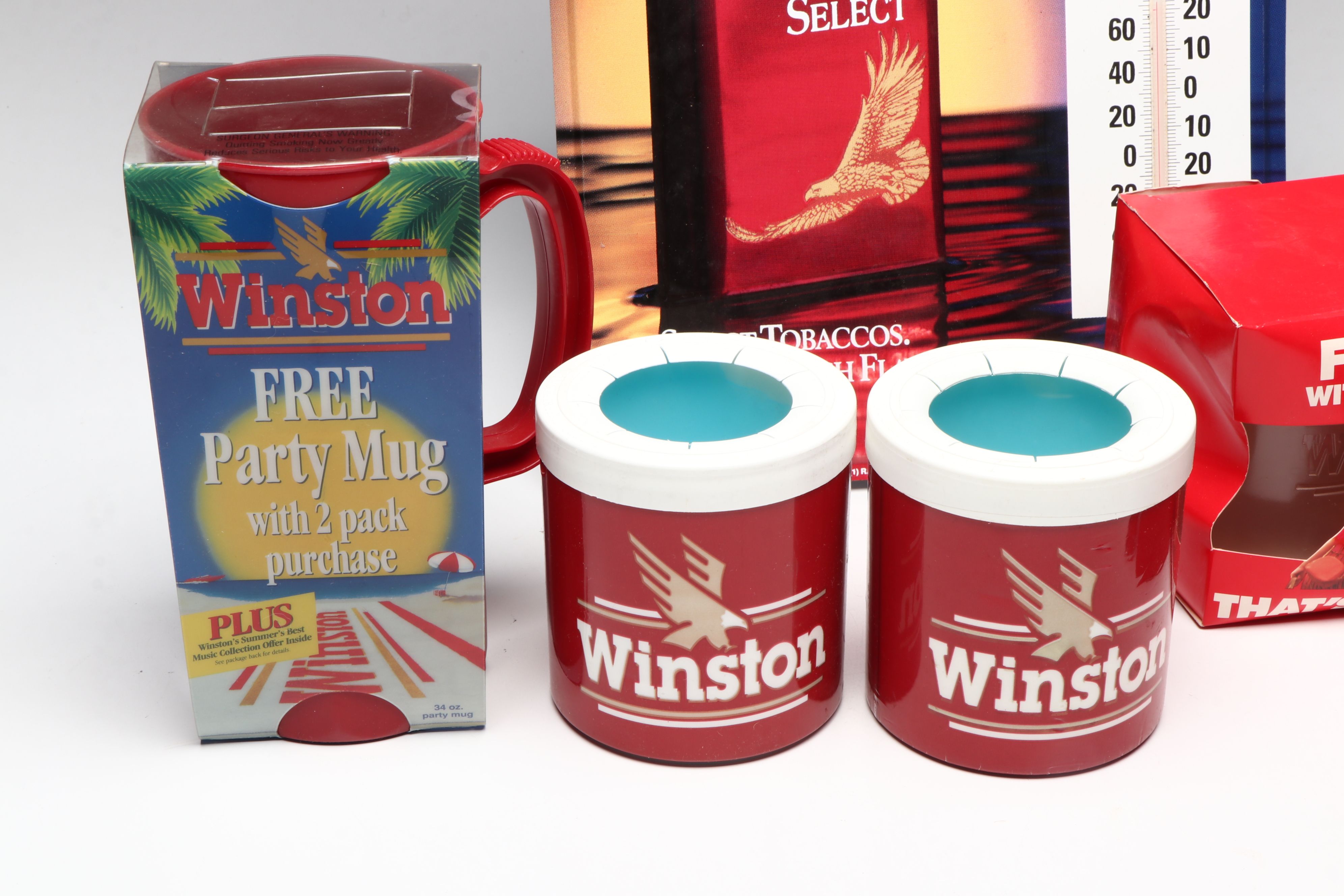 Winston Mugs, Plaque, Alarm Clock and More Vintage Advertising Memorabilia