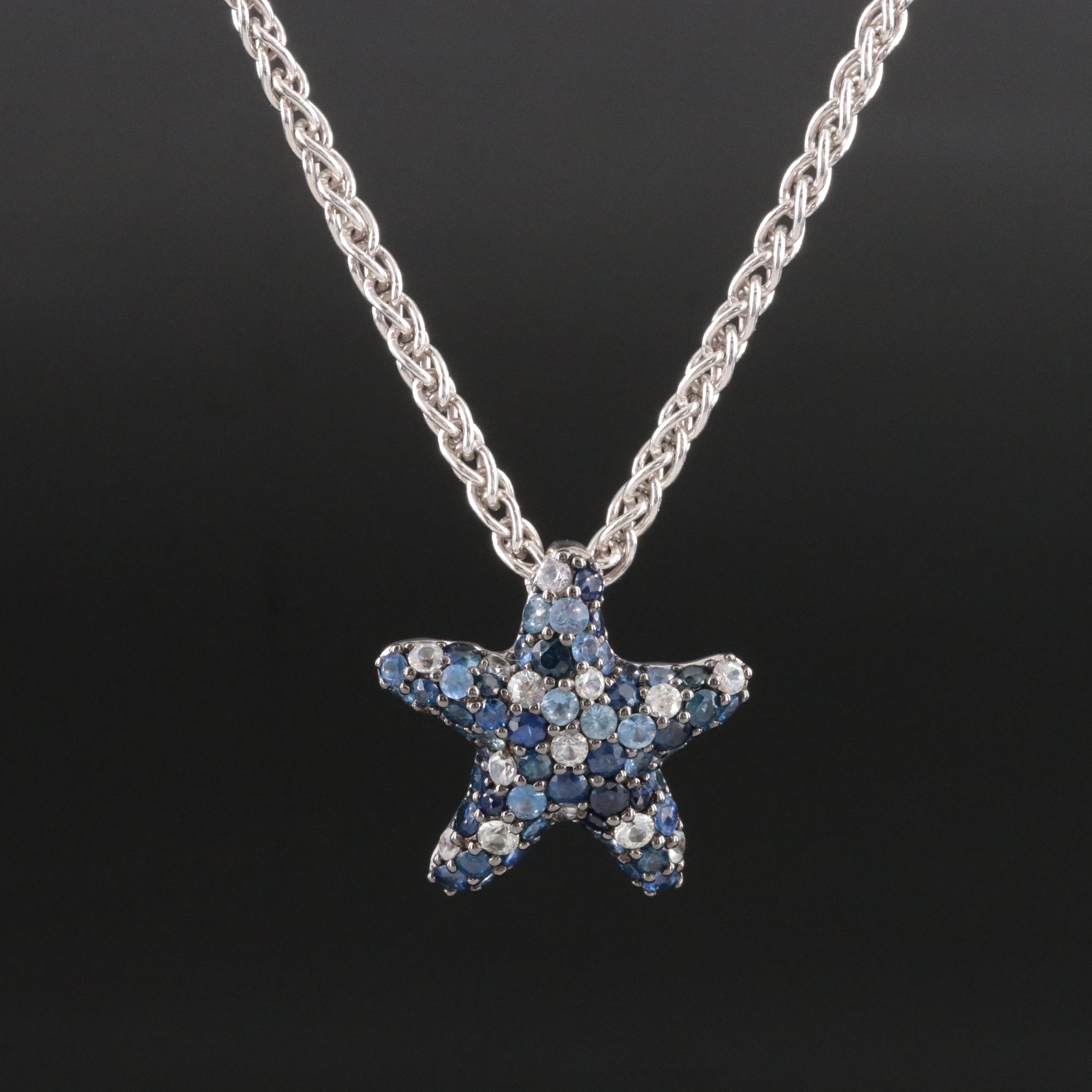 EFFY Sterling Sapphire Starfish Pendant Necklace