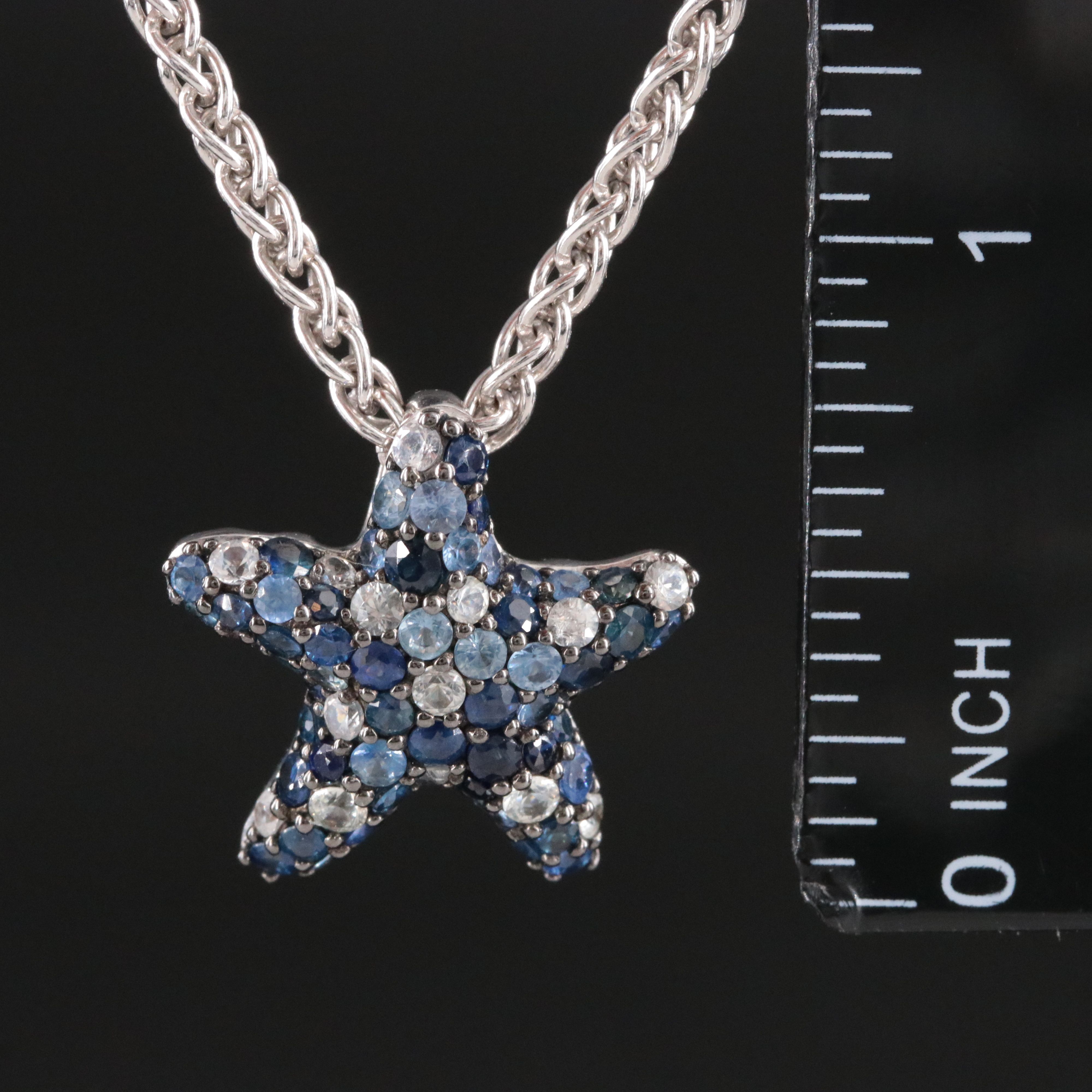 EFFY Sterling Sapphire Starfish Pendant Necklace