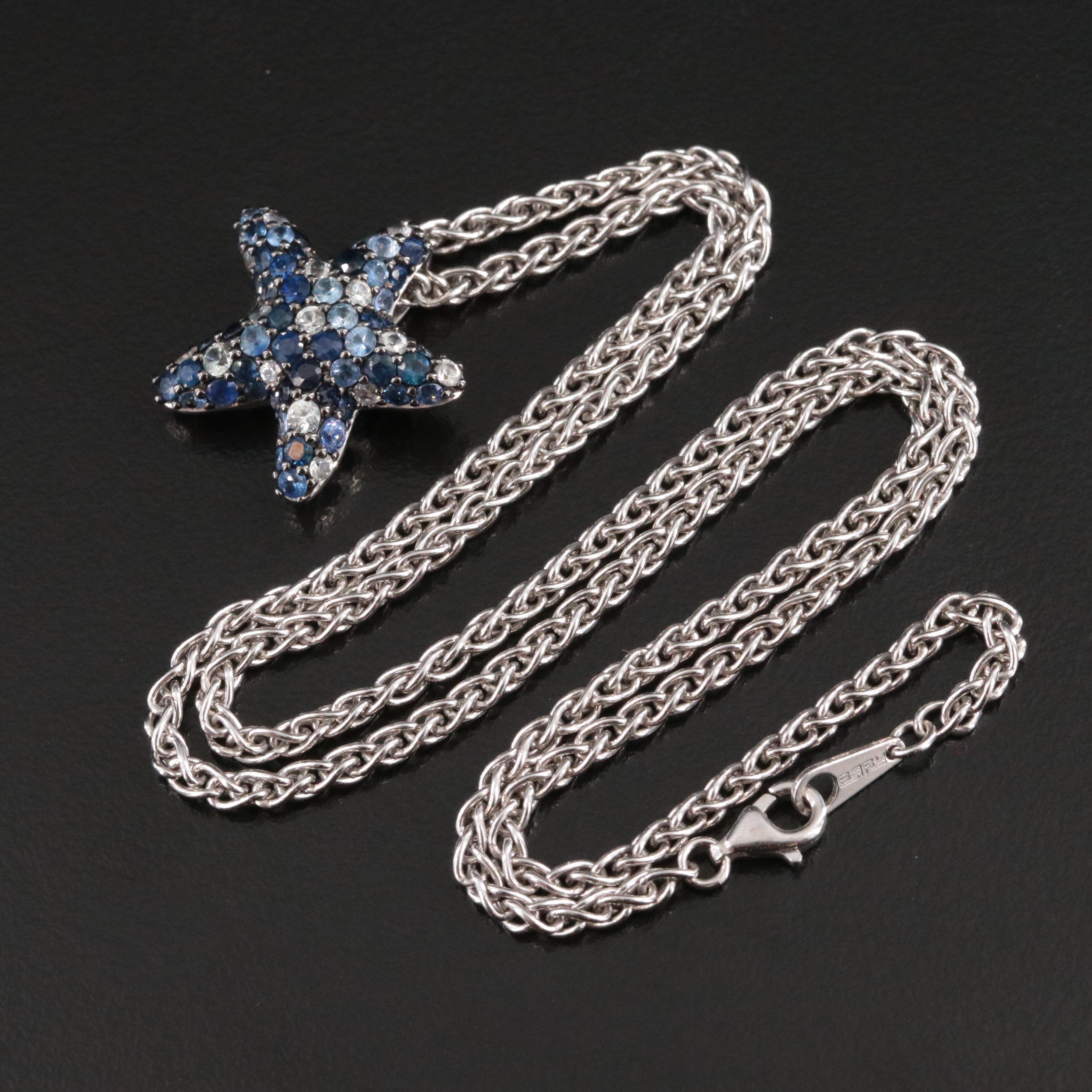 EFFY Sterling Sapphire Starfish Pendant Necklace