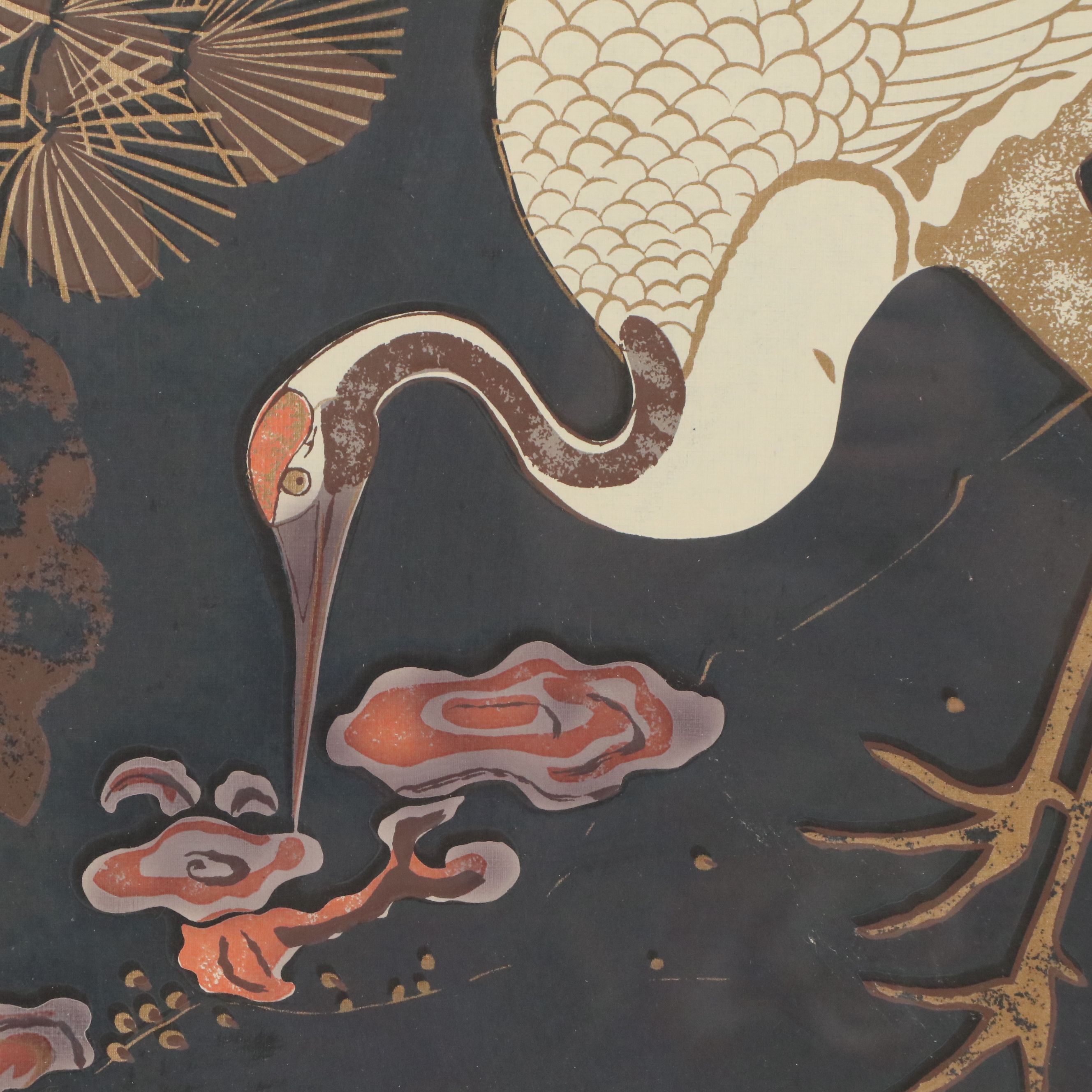 East Asian Style Serigraph of Two Herons Attributed to Charles Clifton