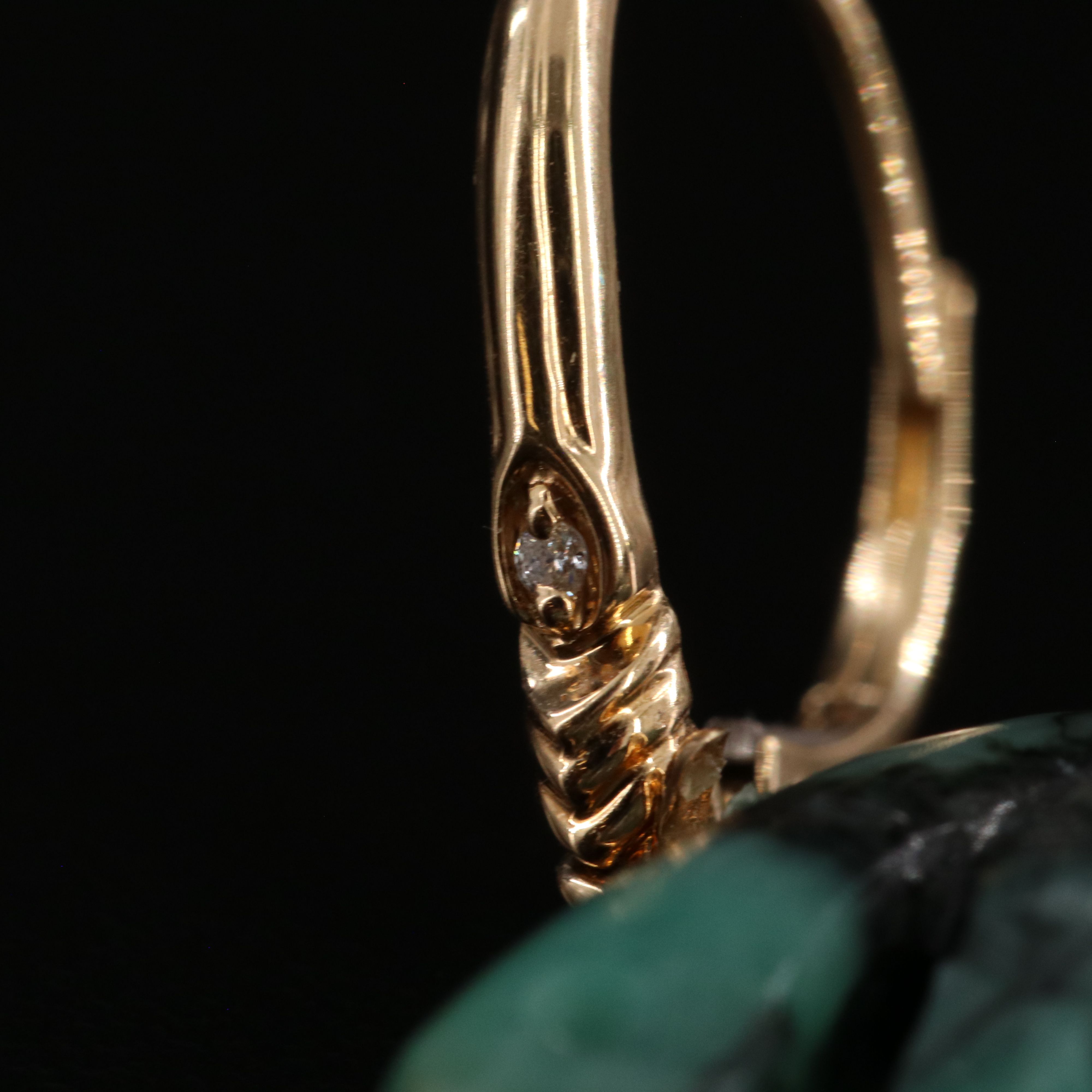 Chromia 18K Beryl and Diamond Carved Peacock Earrings