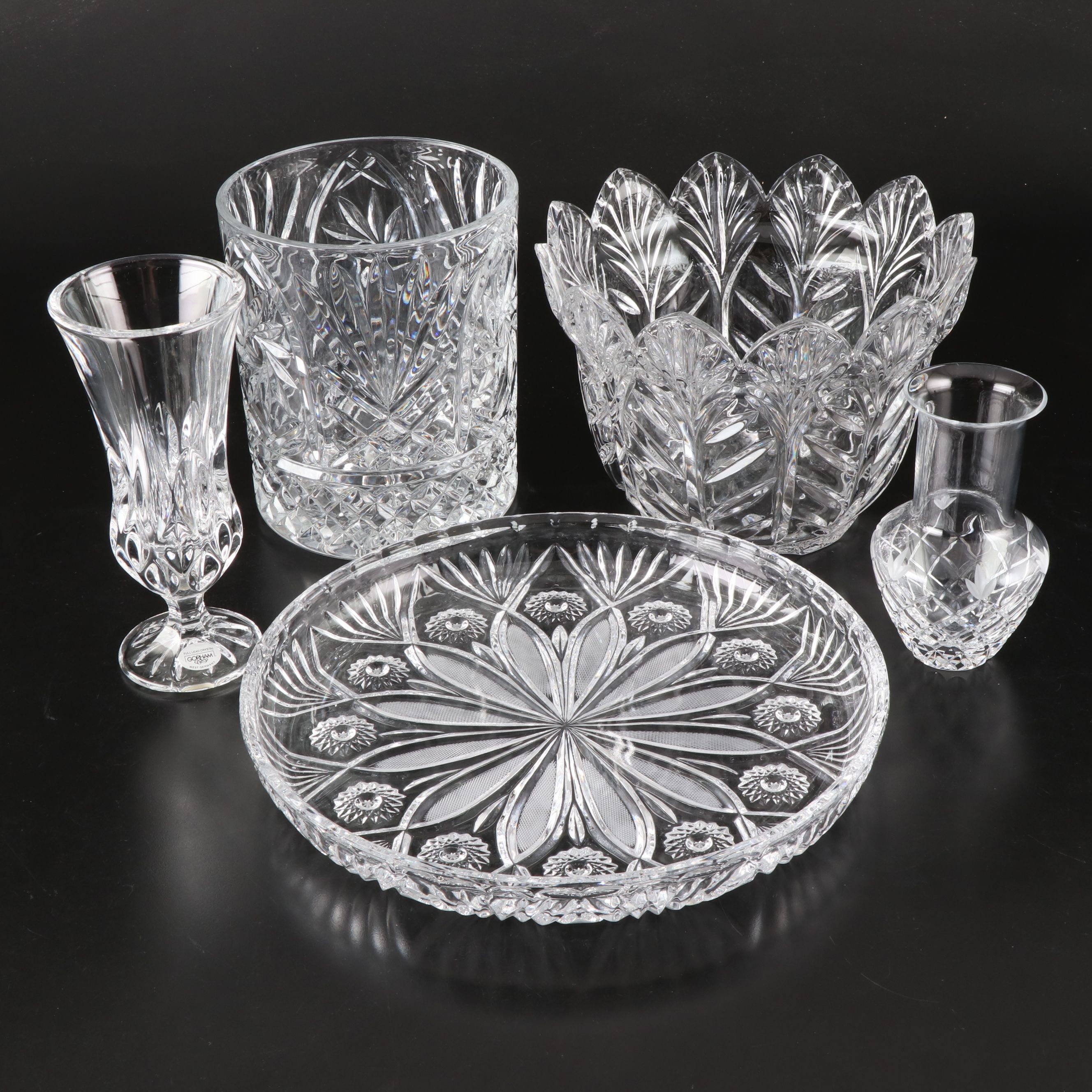 Imperial Pinwheel Cut Crystal Champagne Bucket with Other Crystal Table Décor