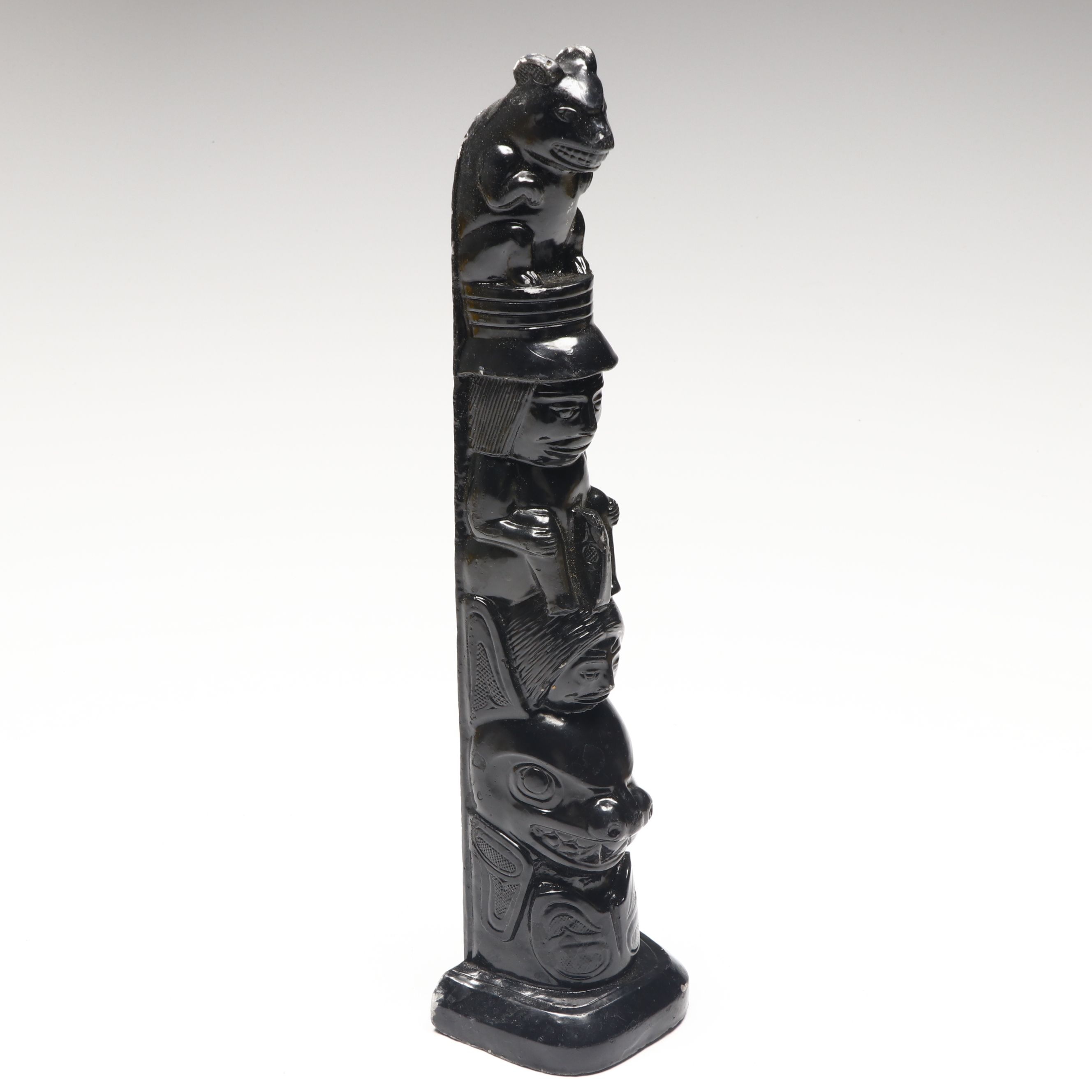 Haida Carved Argillite Totem Pole Figurine, 20th Century