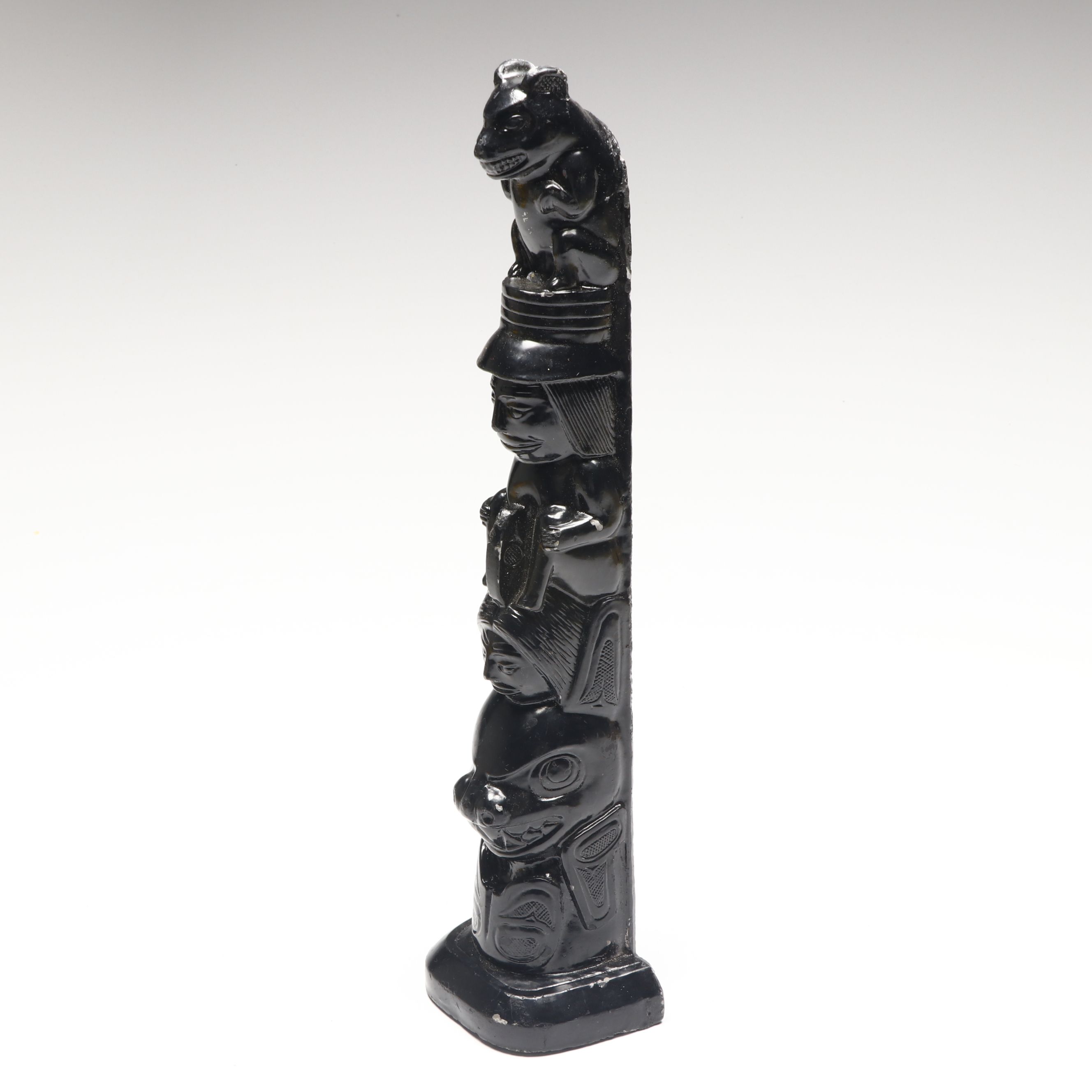 Haida Carved Argillite Totem Pole Figurine, 20th Century