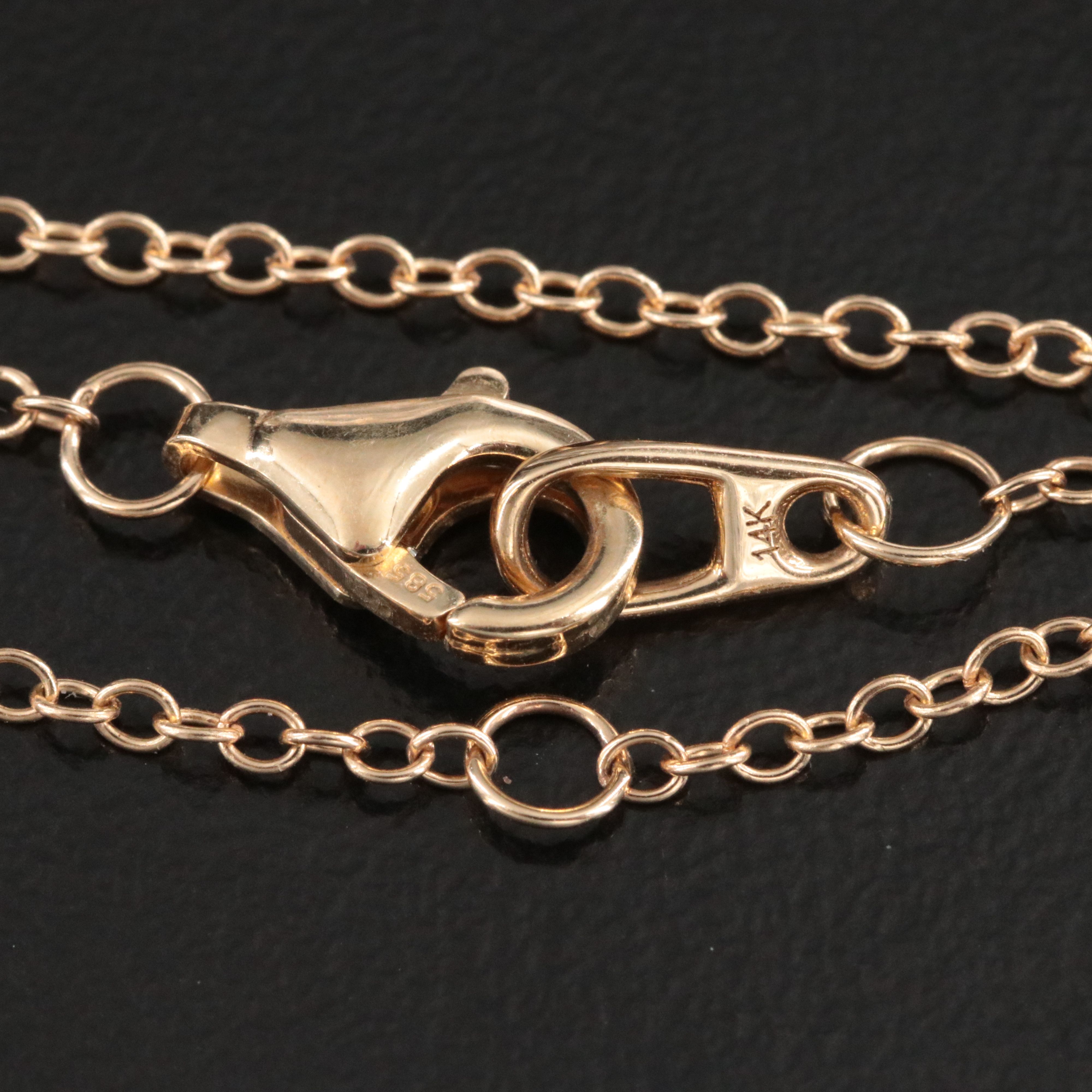 14K Gemstone Bar Pendant Necklace