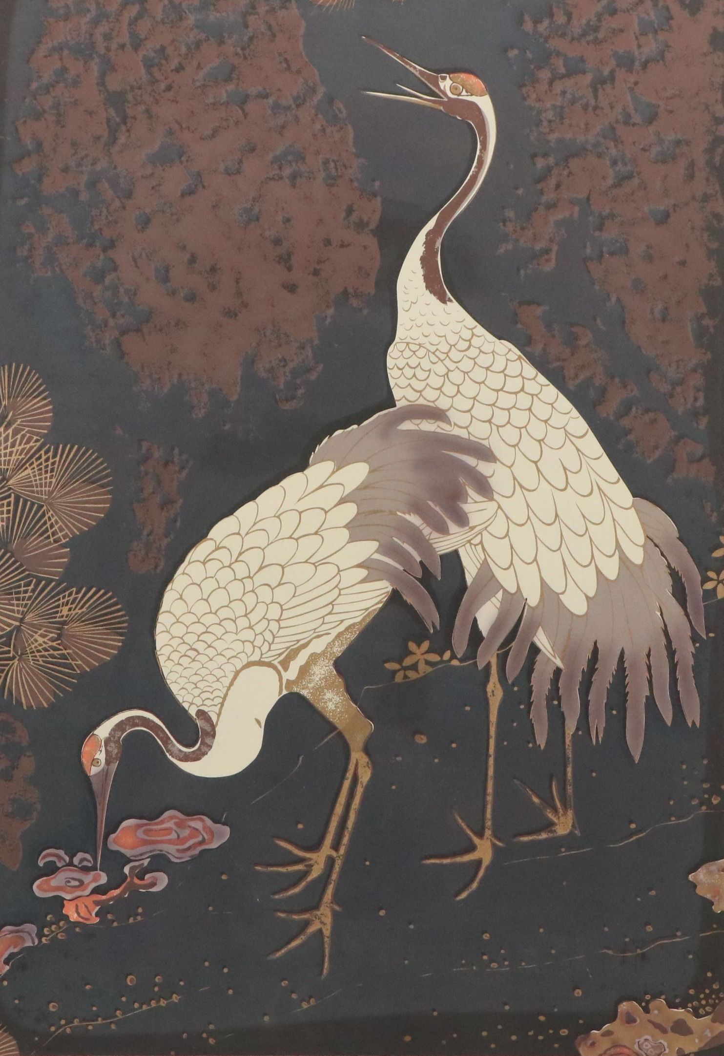 East Asian Style Serigraph of Two Herons Attributed to Charles Clifton