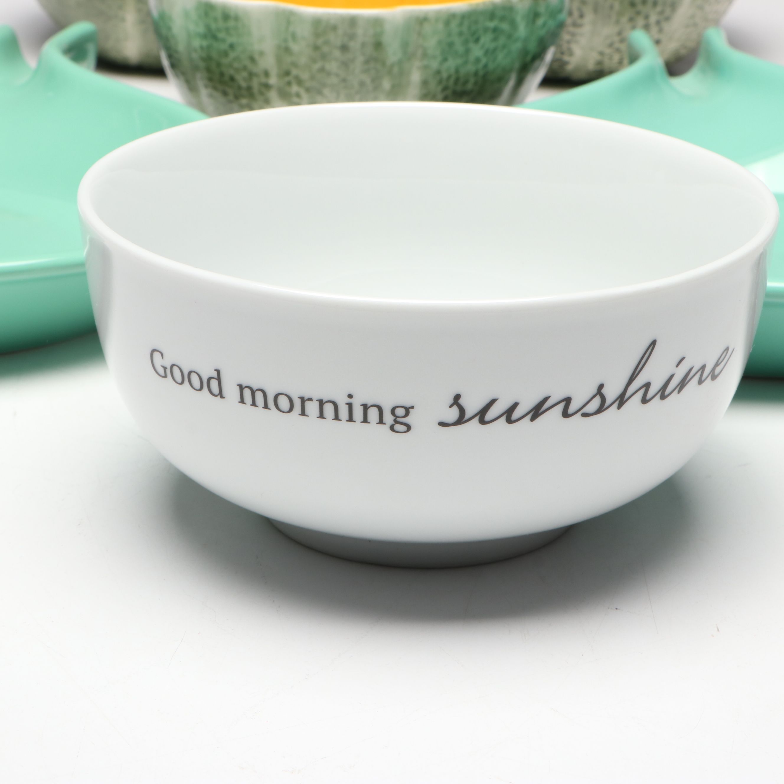 Bordallo Pinheiro Earthenware Melon Bowls with Other Ceramics