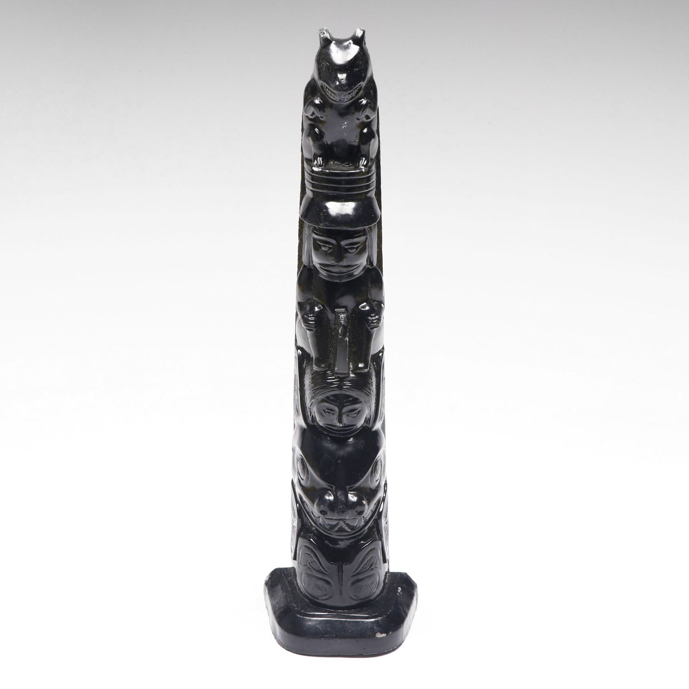Haida Carved Argillite Totem Pole Figurine, 20th Century