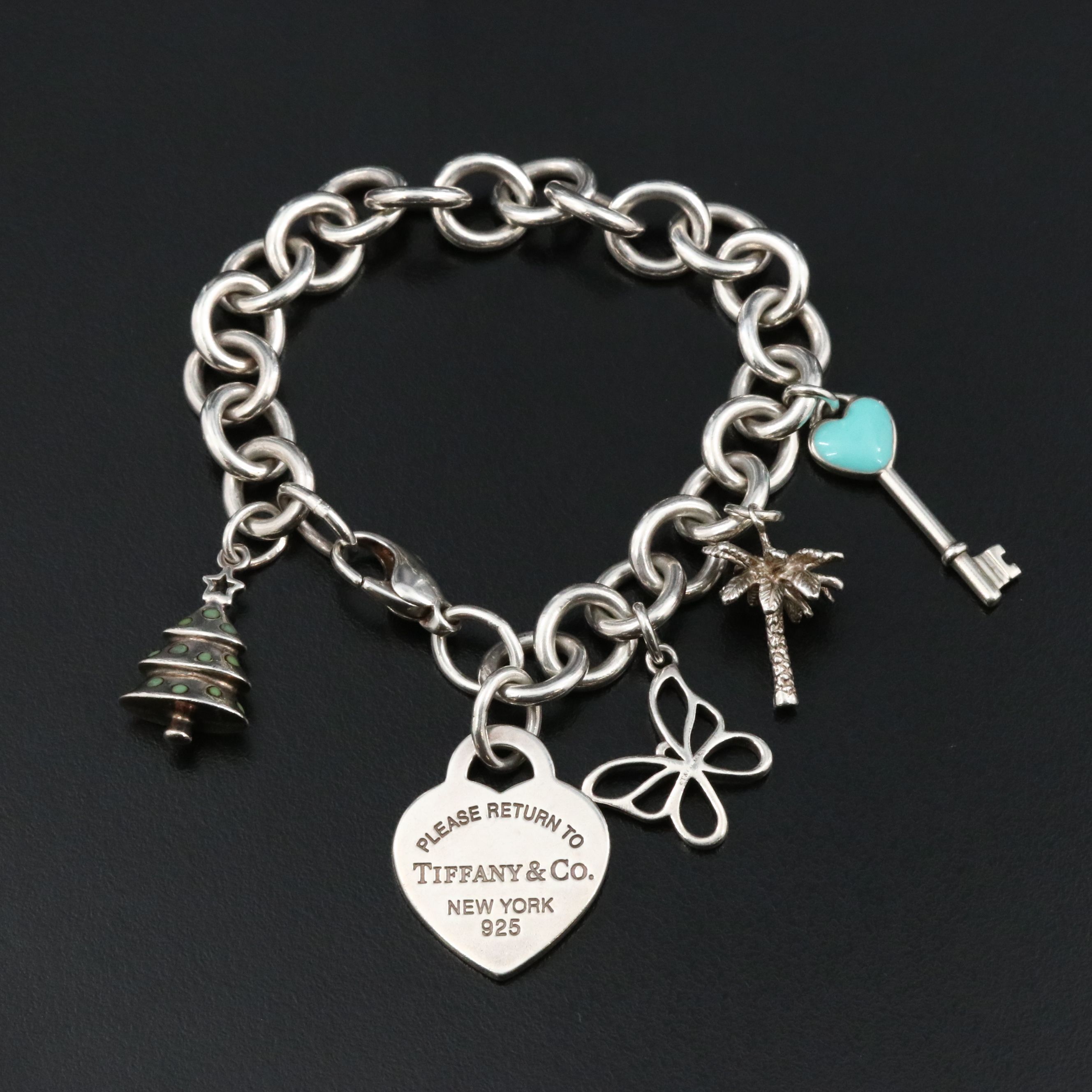 Tiffany & Co. Return to Tiffany Sterling  Heart Tag Bracelet with Charms