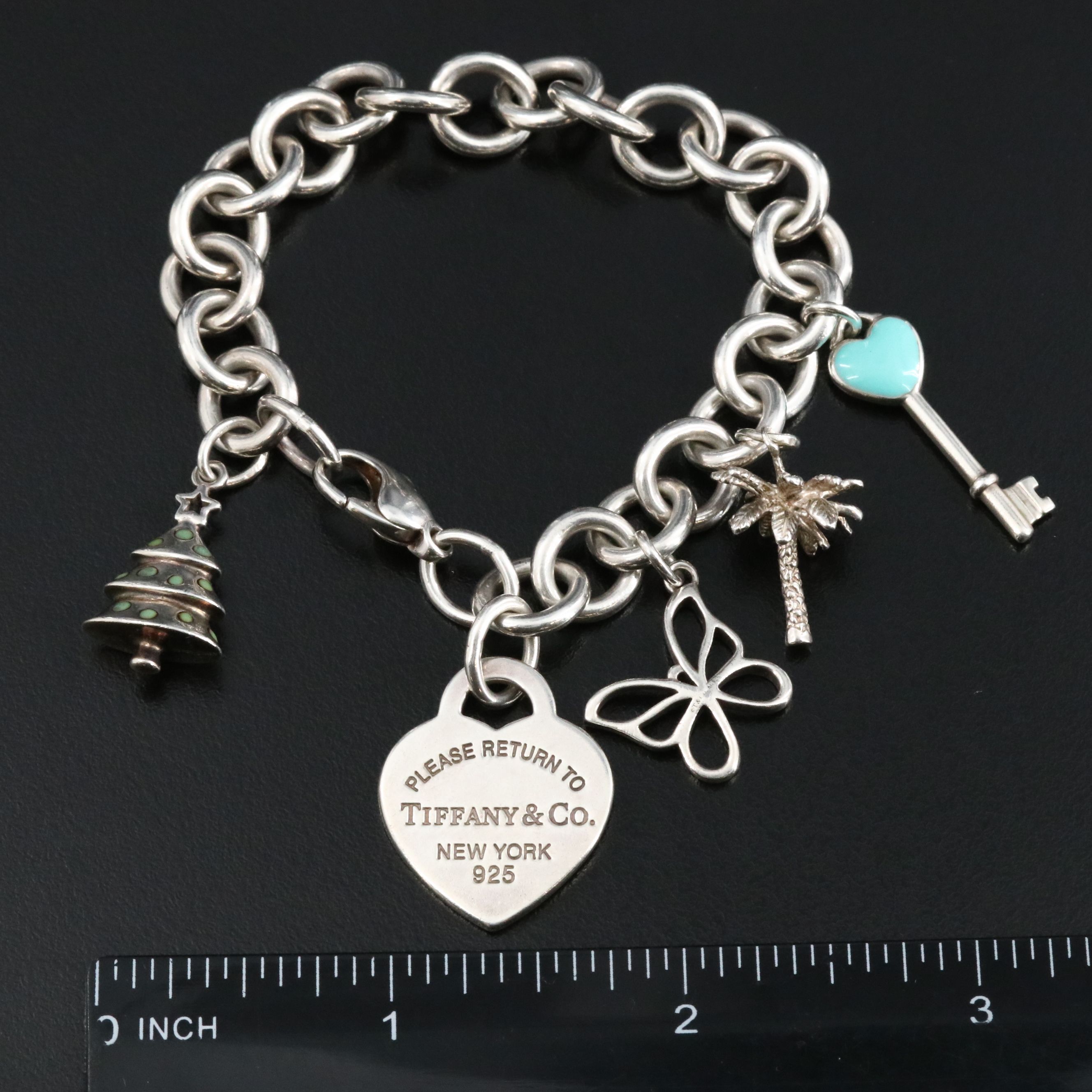 Tiffany & Co. Return to Tiffany Sterling  Heart Tag Bracelet with Charms