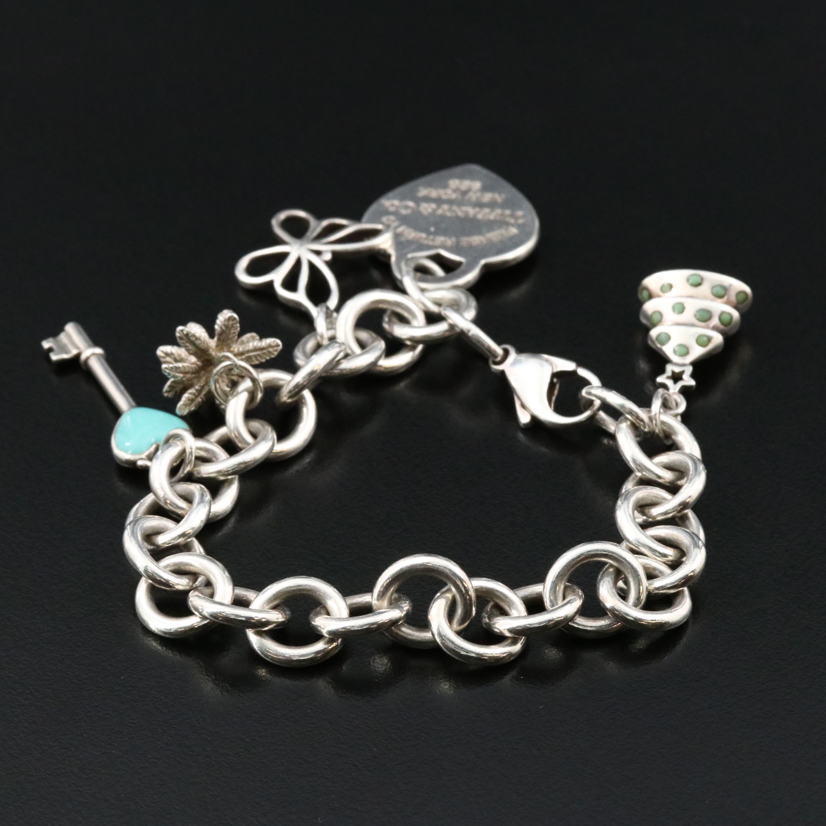 Tiffany & Co. Return to Tiffany Sterling  Heart Tag Bracelet with Charms