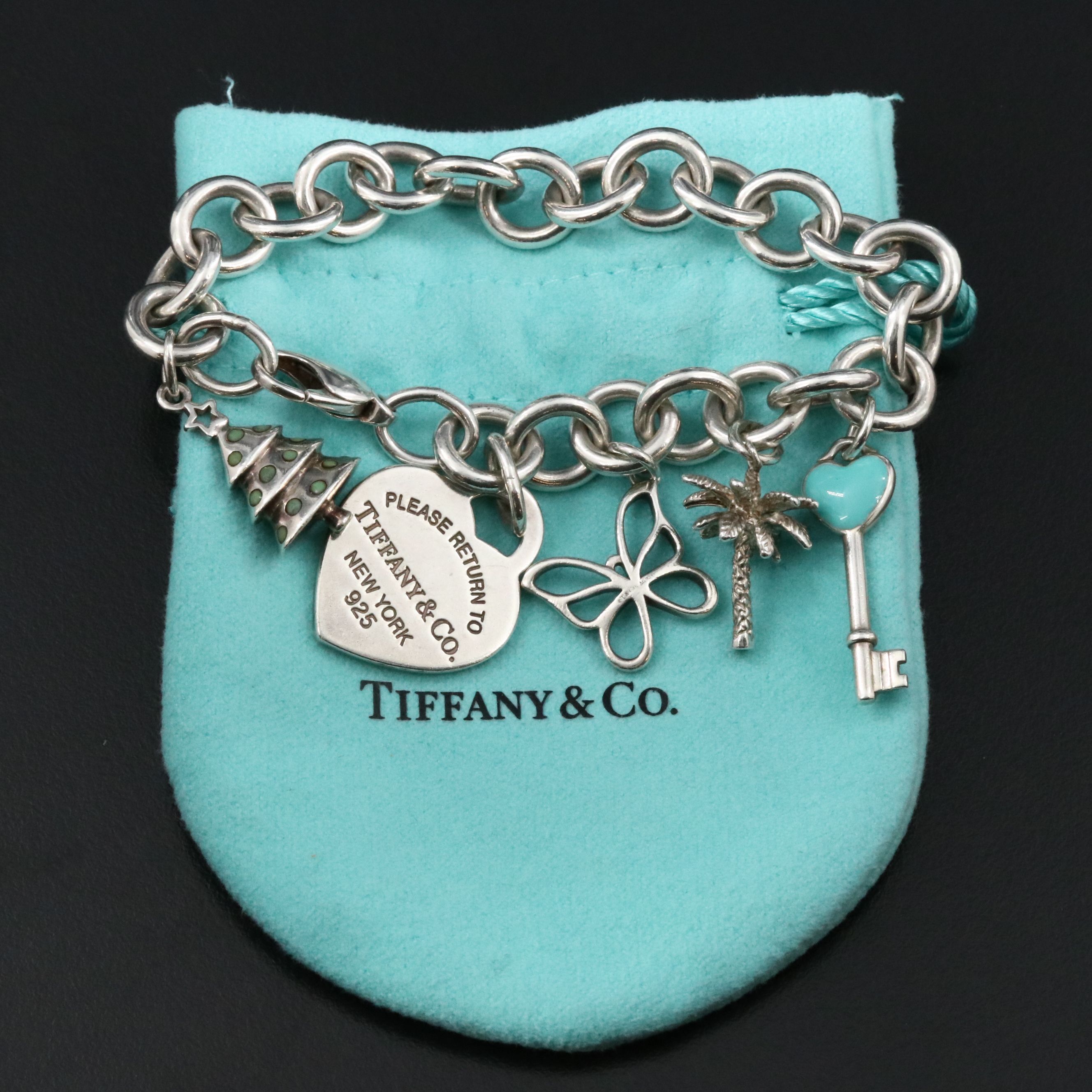 Tiffany & Co. Return to Tiffany Sterling  Heart Tag Bracelet with Charms