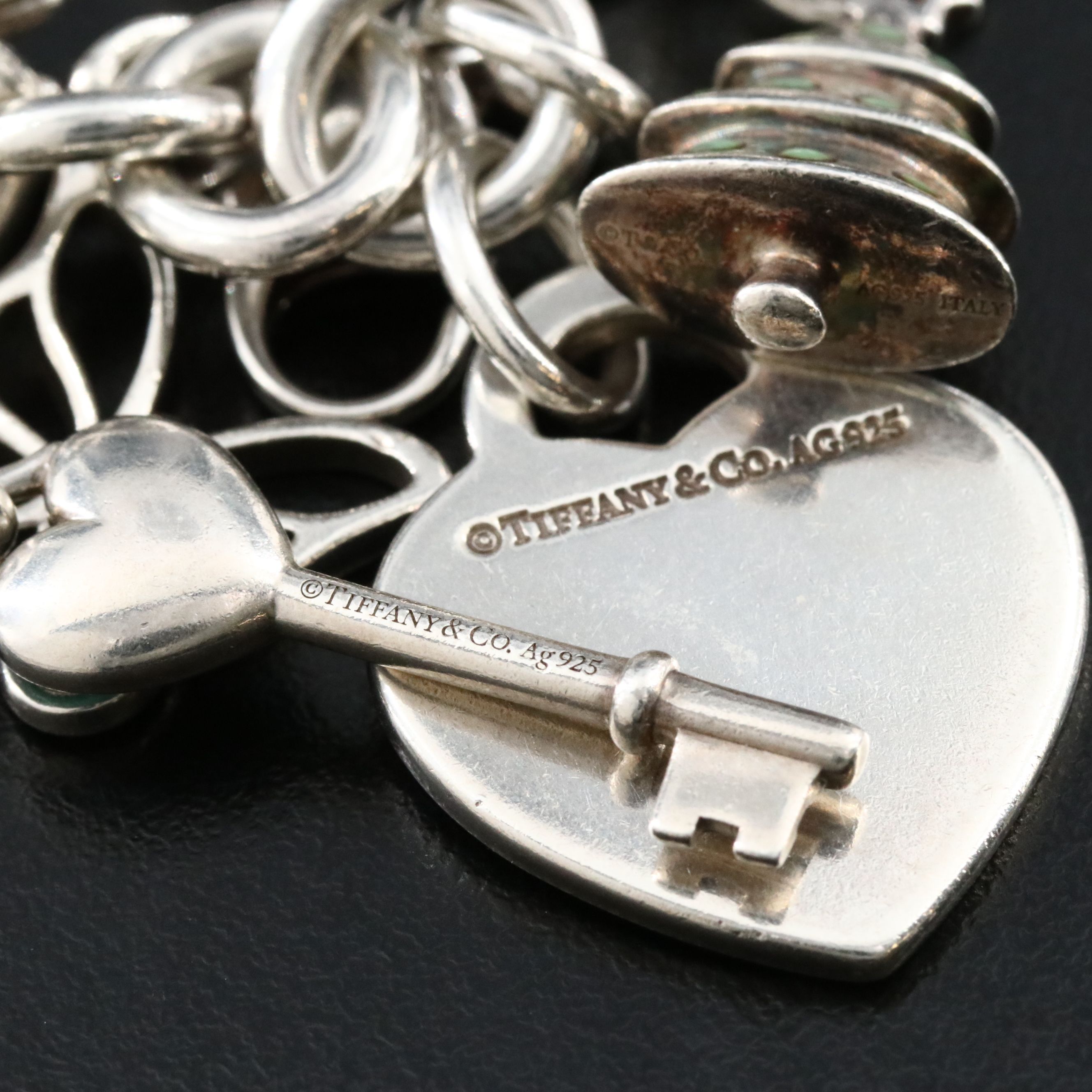 Tiffany & Co. Return to Tiffany Sterling  Heart Tag Bracelet with Charms