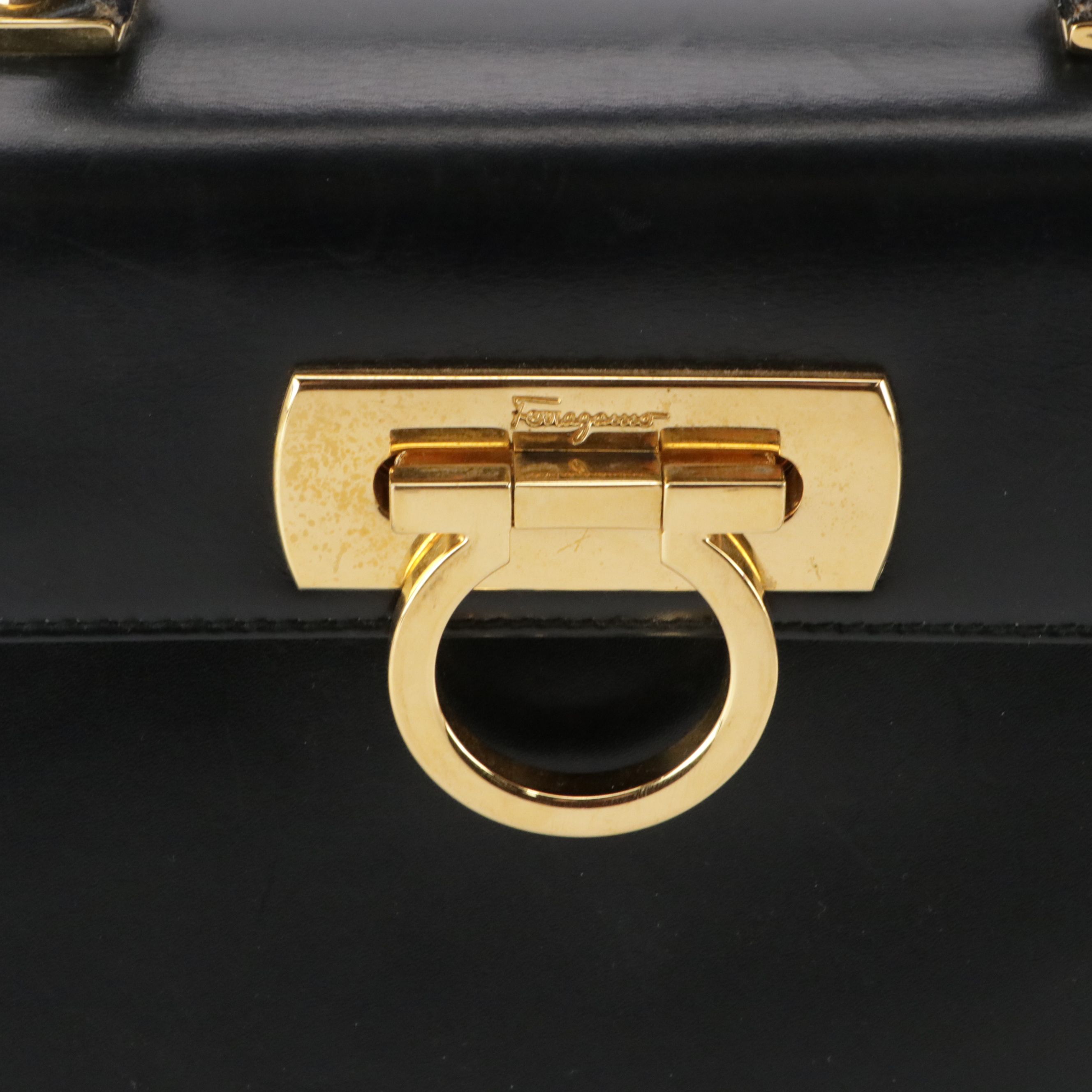 Salvatore Ferragamo Gancini Top Handle Two-Way Bag in Leather