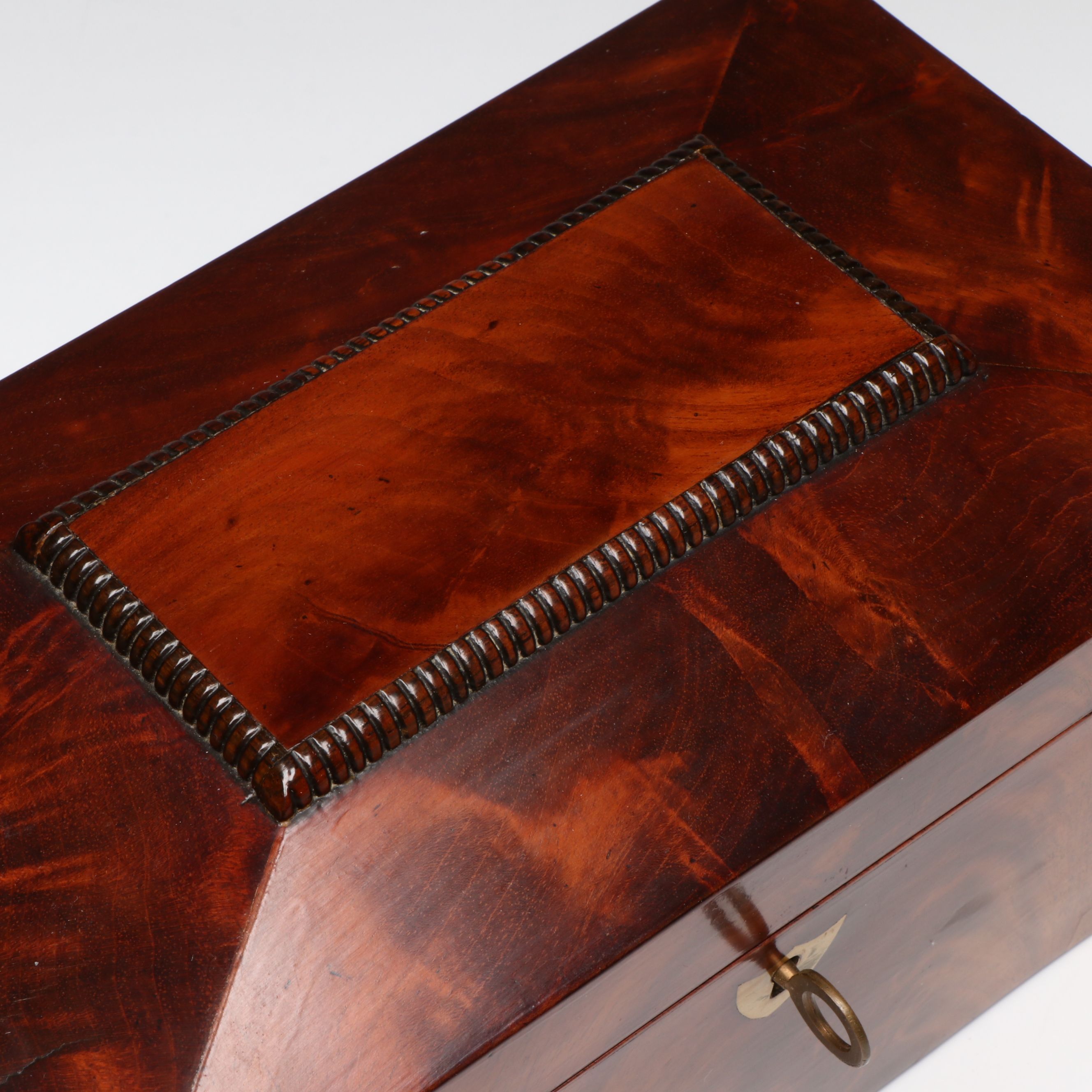 English Regency Mahogany Sarcophagus Form Tea Caddy, Early to Mid-19th C.