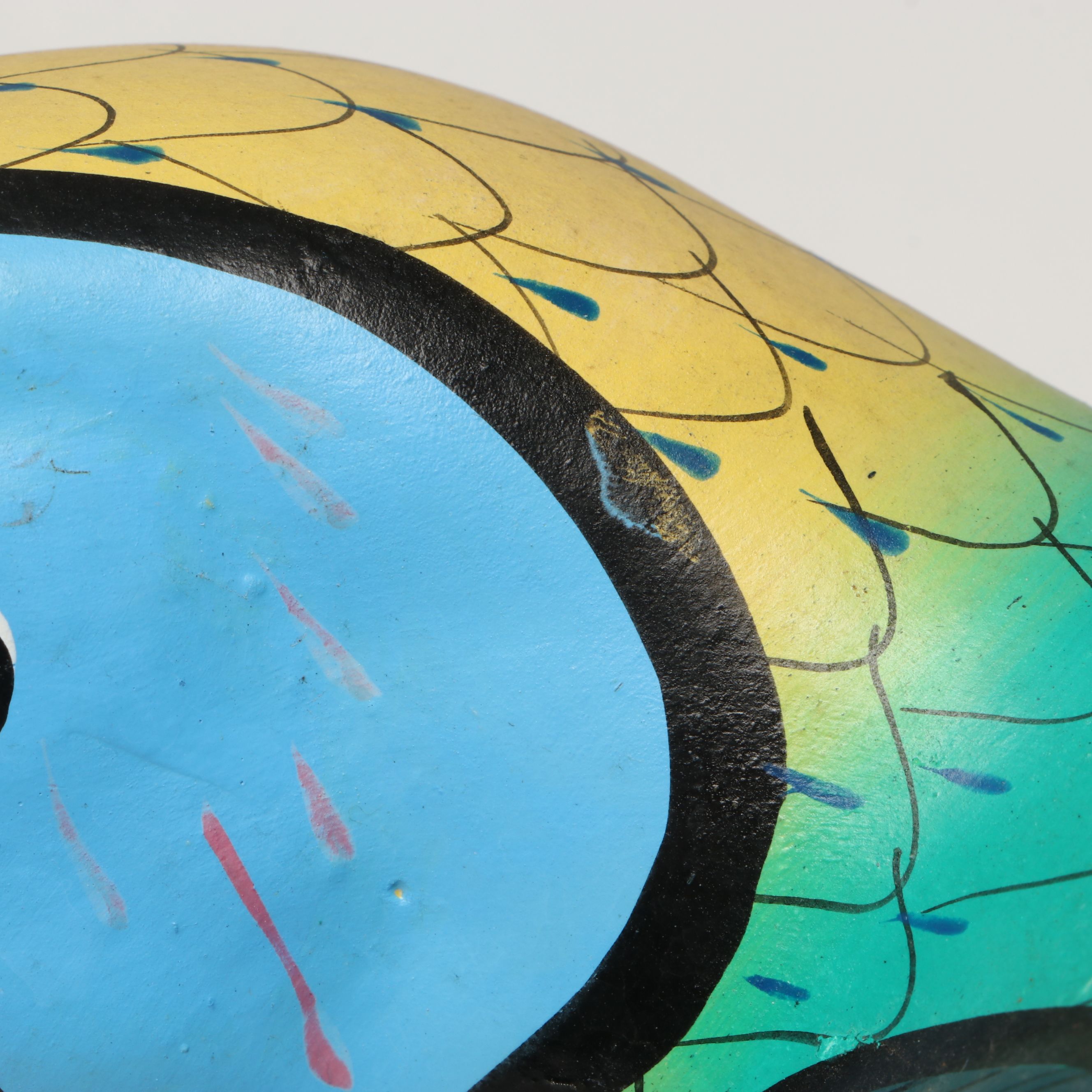 Mexican Hand-Painted Ceramic Parrot with Hanging Metal Perch