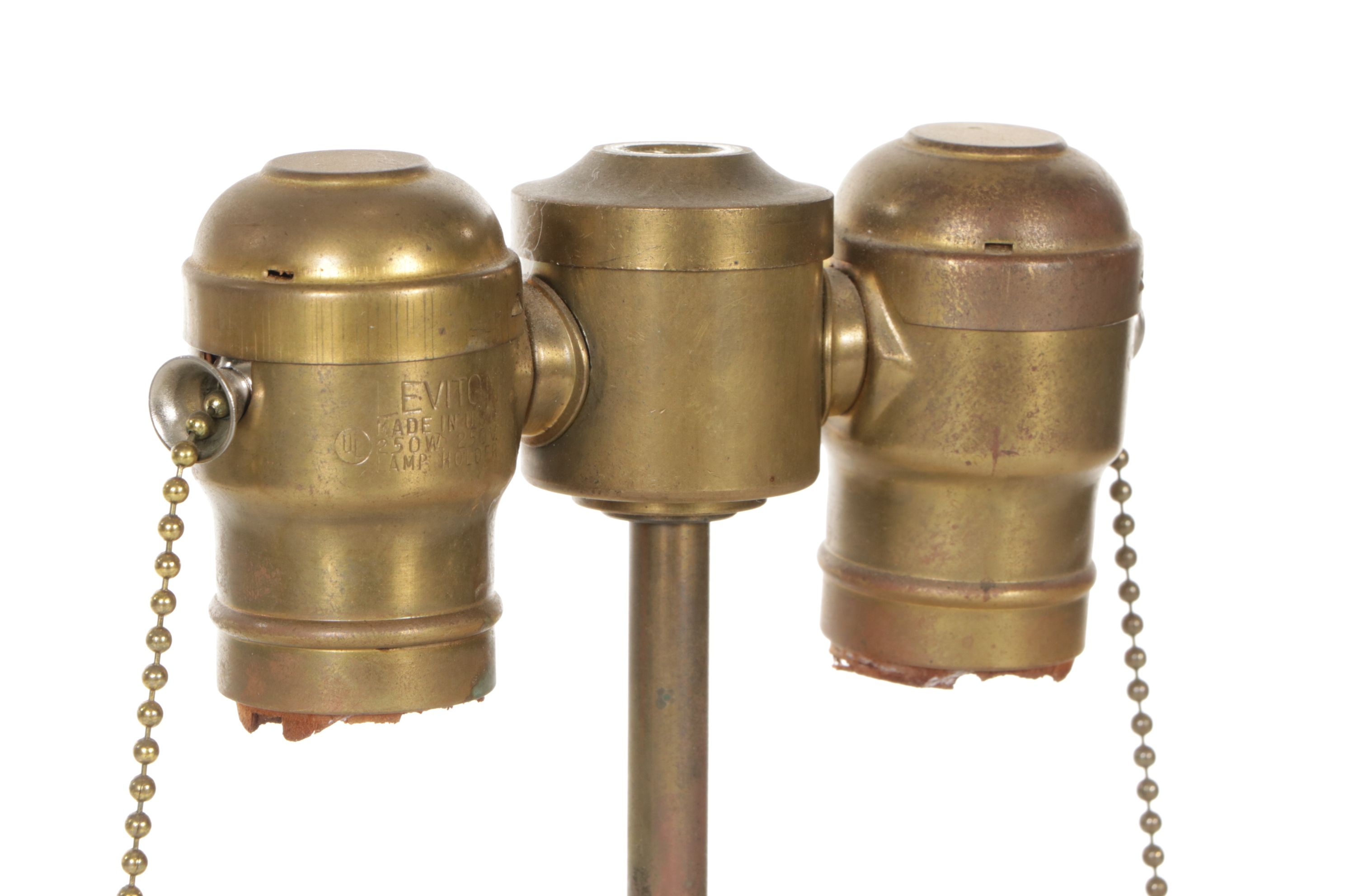 Brass Two-Arm Bouillotte Table Lamp, Mid-20th Century